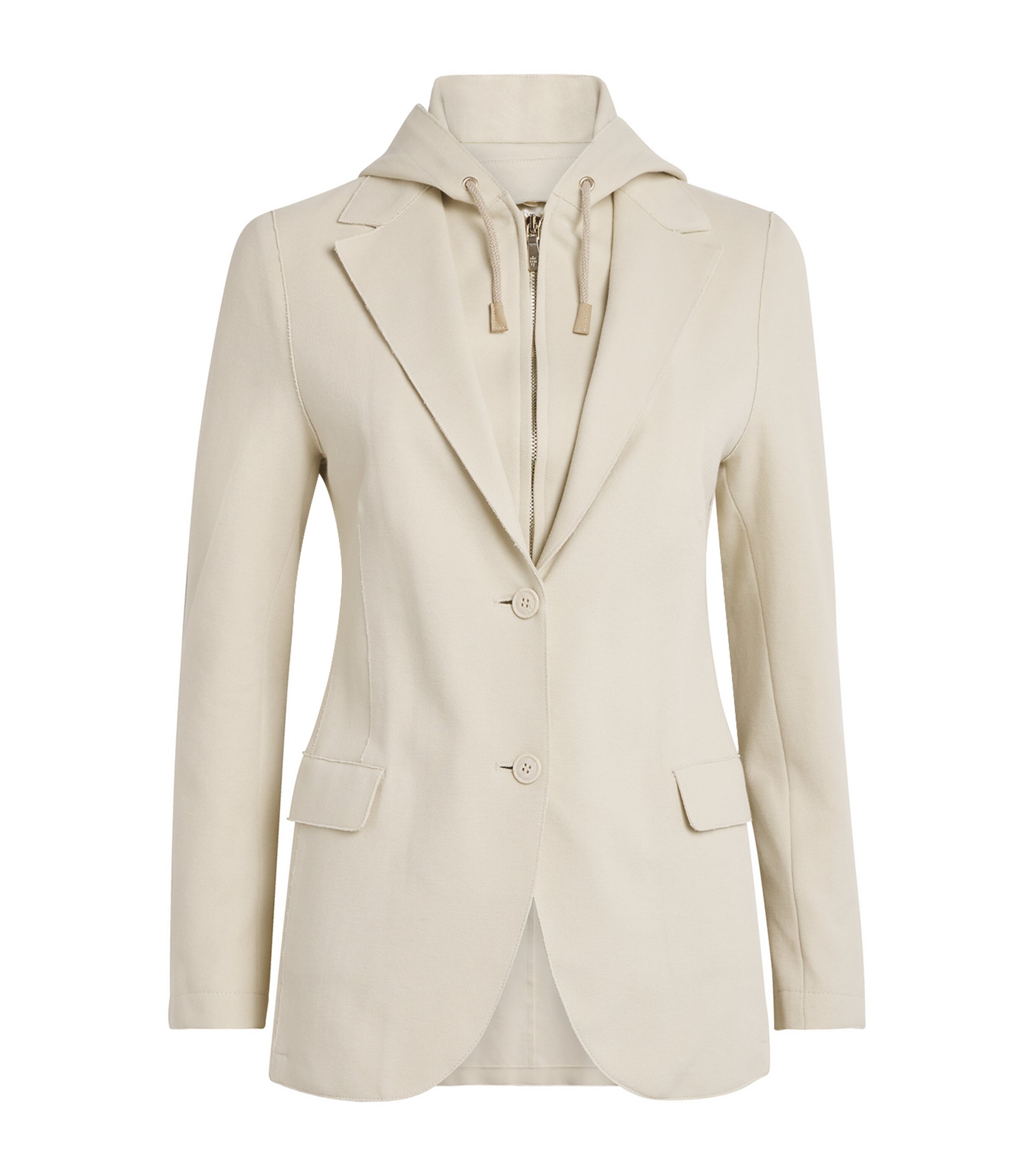 Eleventy Hooded Longline Blazer Front Pockets