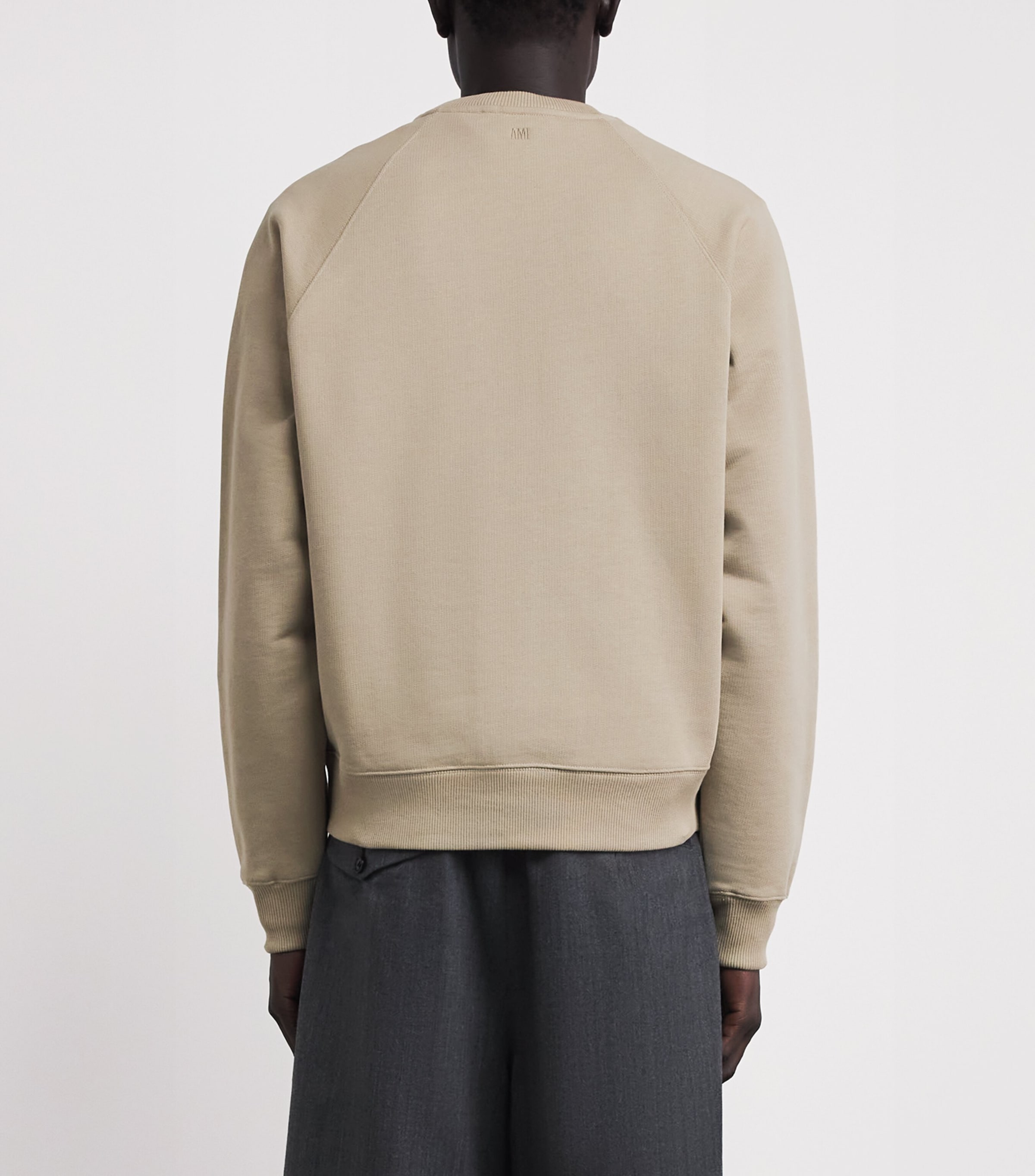 AMI Paris Mens Cotton Ami de Coeur Sweatshirt Beige Taupe Image 5