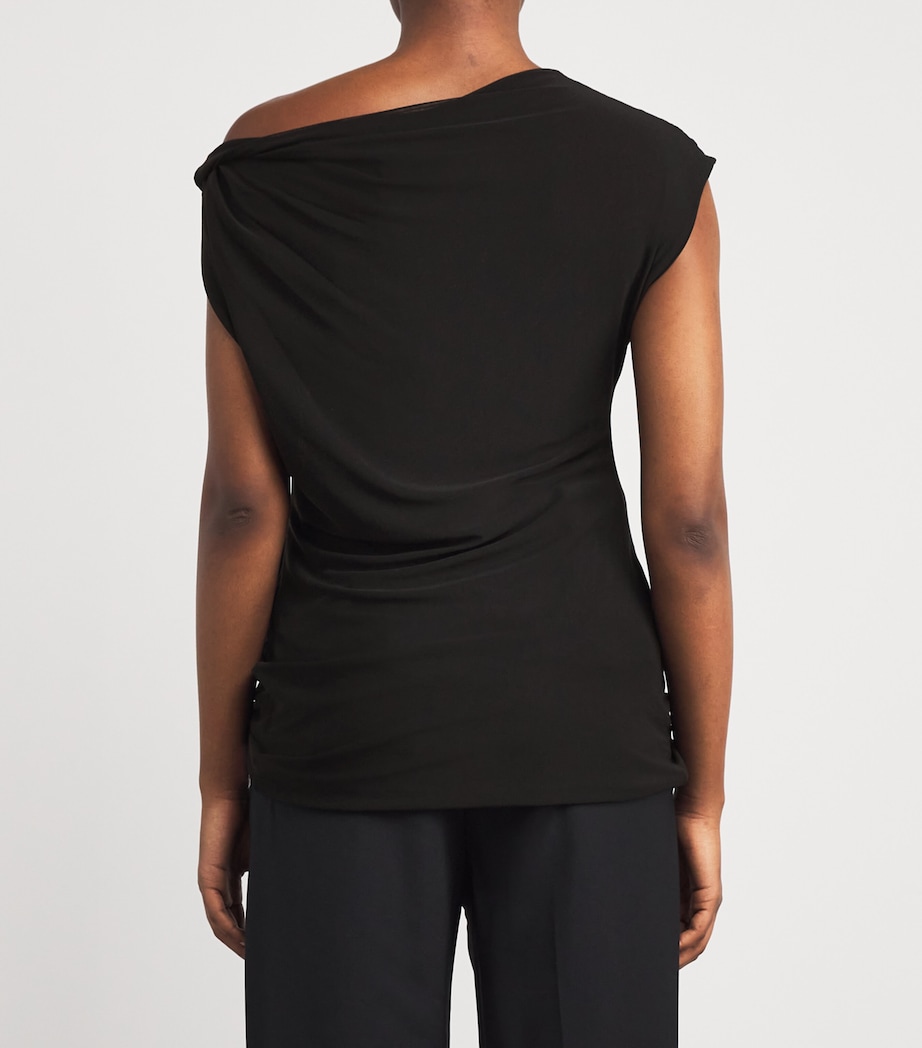 Asymmetric Draped Ando Top DBLK BLACK Image 4