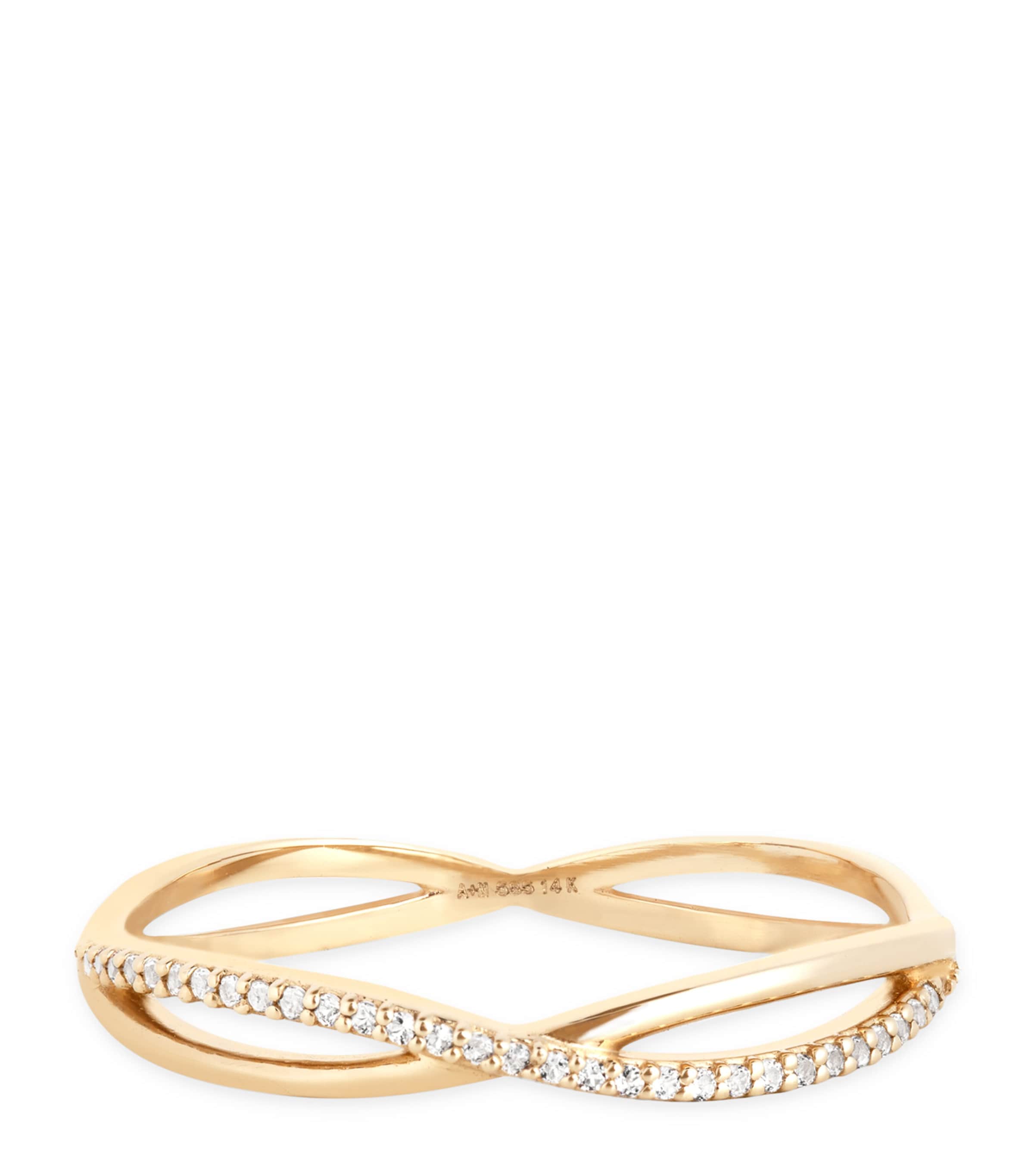 Astrid & Miyu Yellow Gold And Topaz Infinite Pavé Ring In Gold
