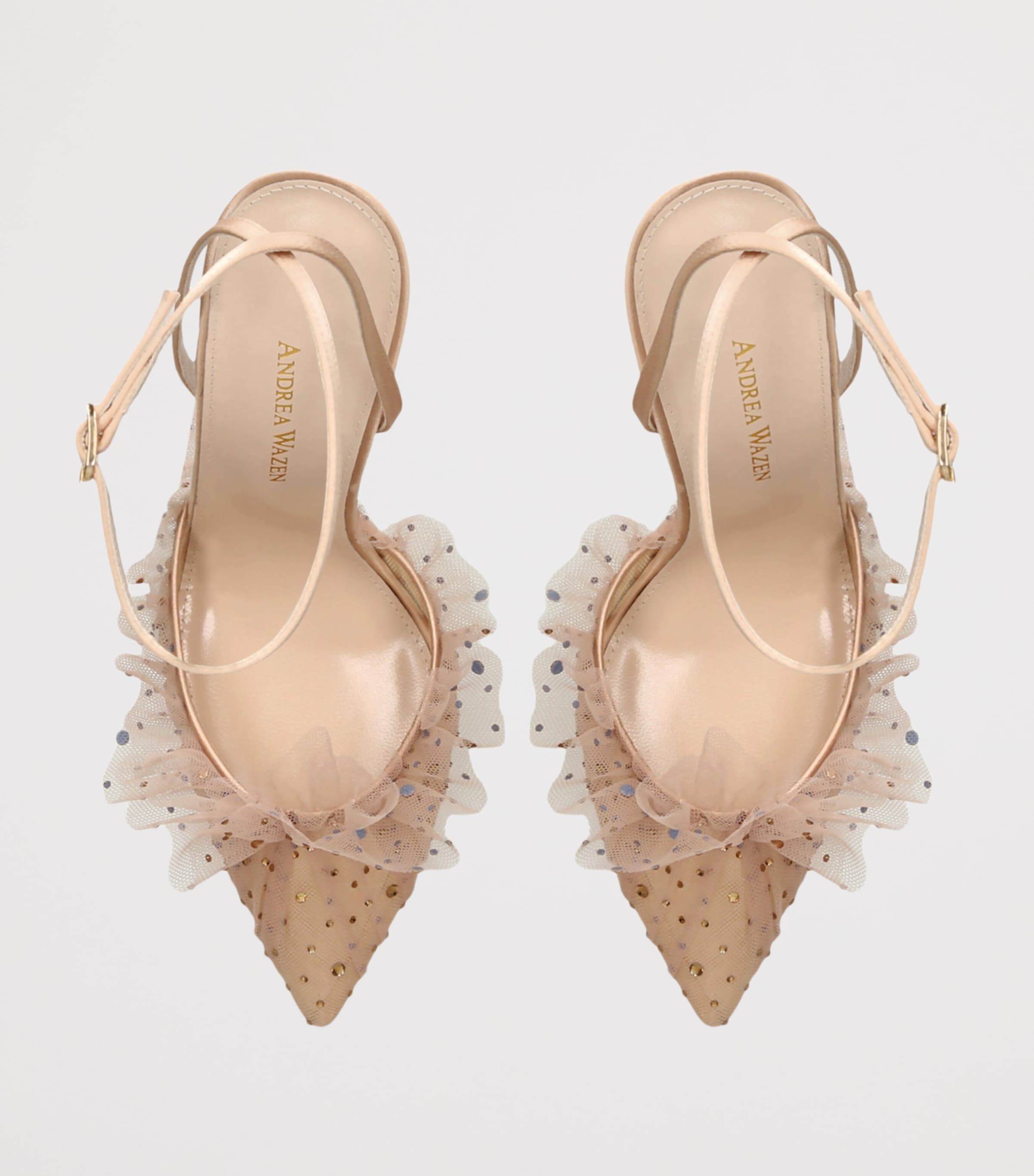Andrea Wazen Embellished Franca Sparkle Pumps 105 Blush Image 4