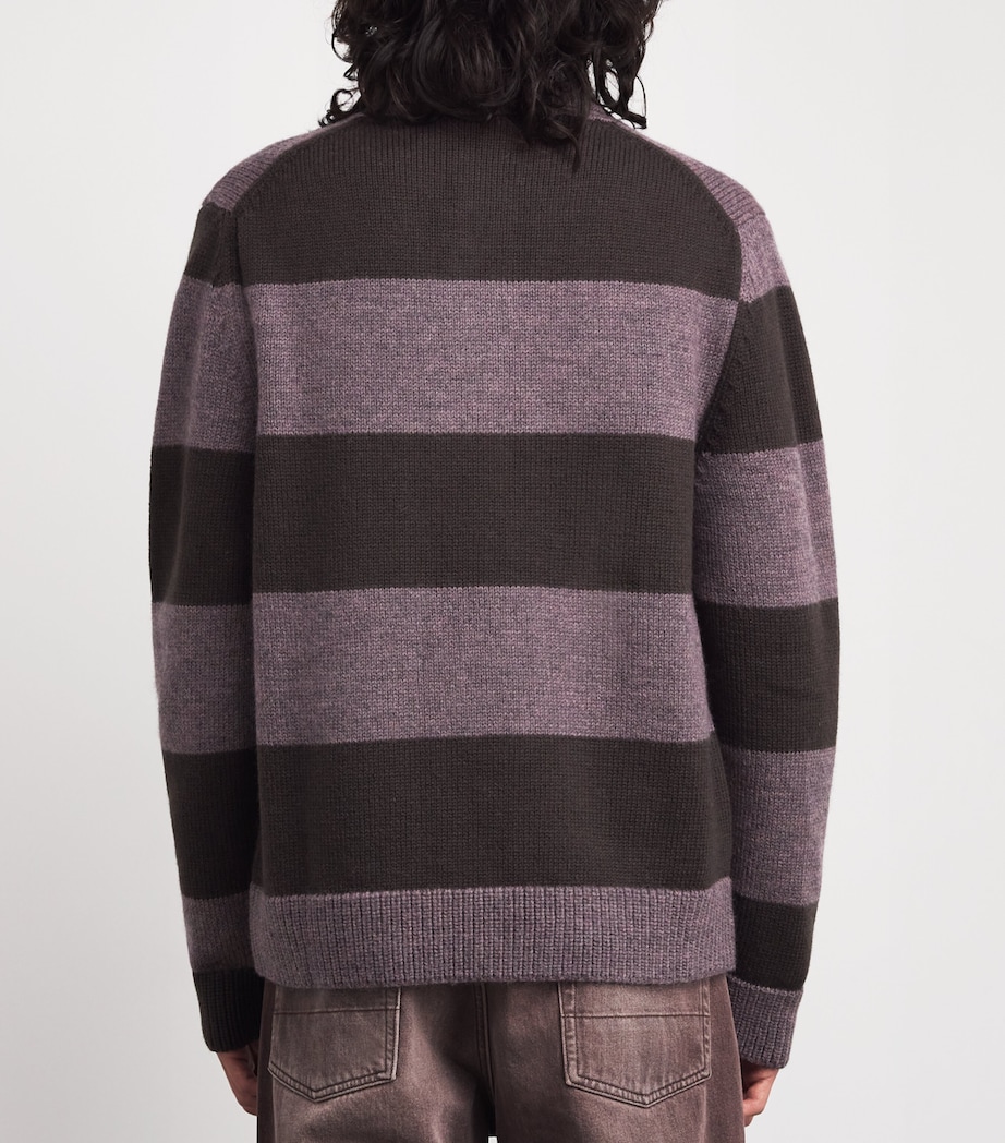 Wool Stripe Polo Sweater PURPLE-54 Image 4