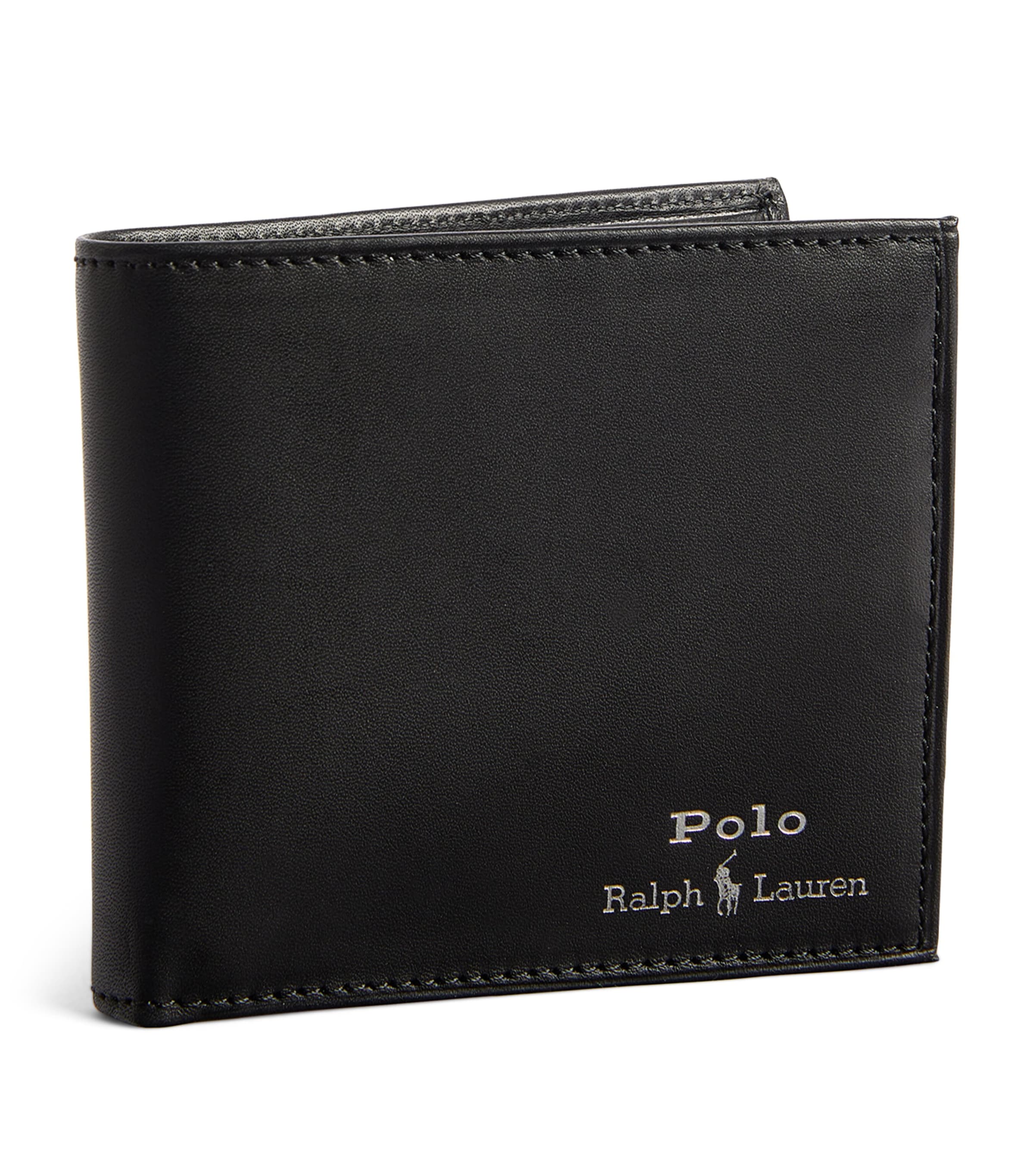 Polo Ralph Lauren Leather Logo Bifold Wallet In Black