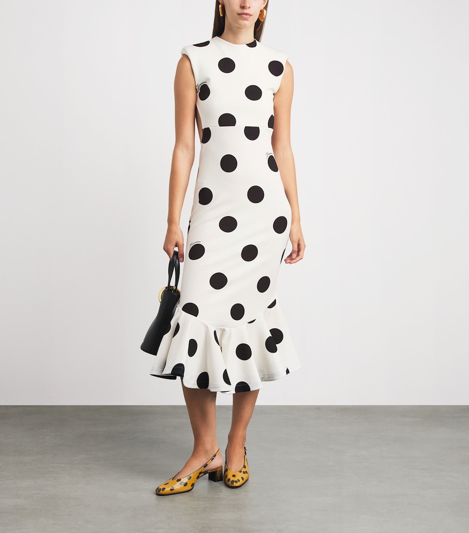 Jacquemus Womens Polka-Dot Palmier Midi Dress Dts Logo W/b Image 2