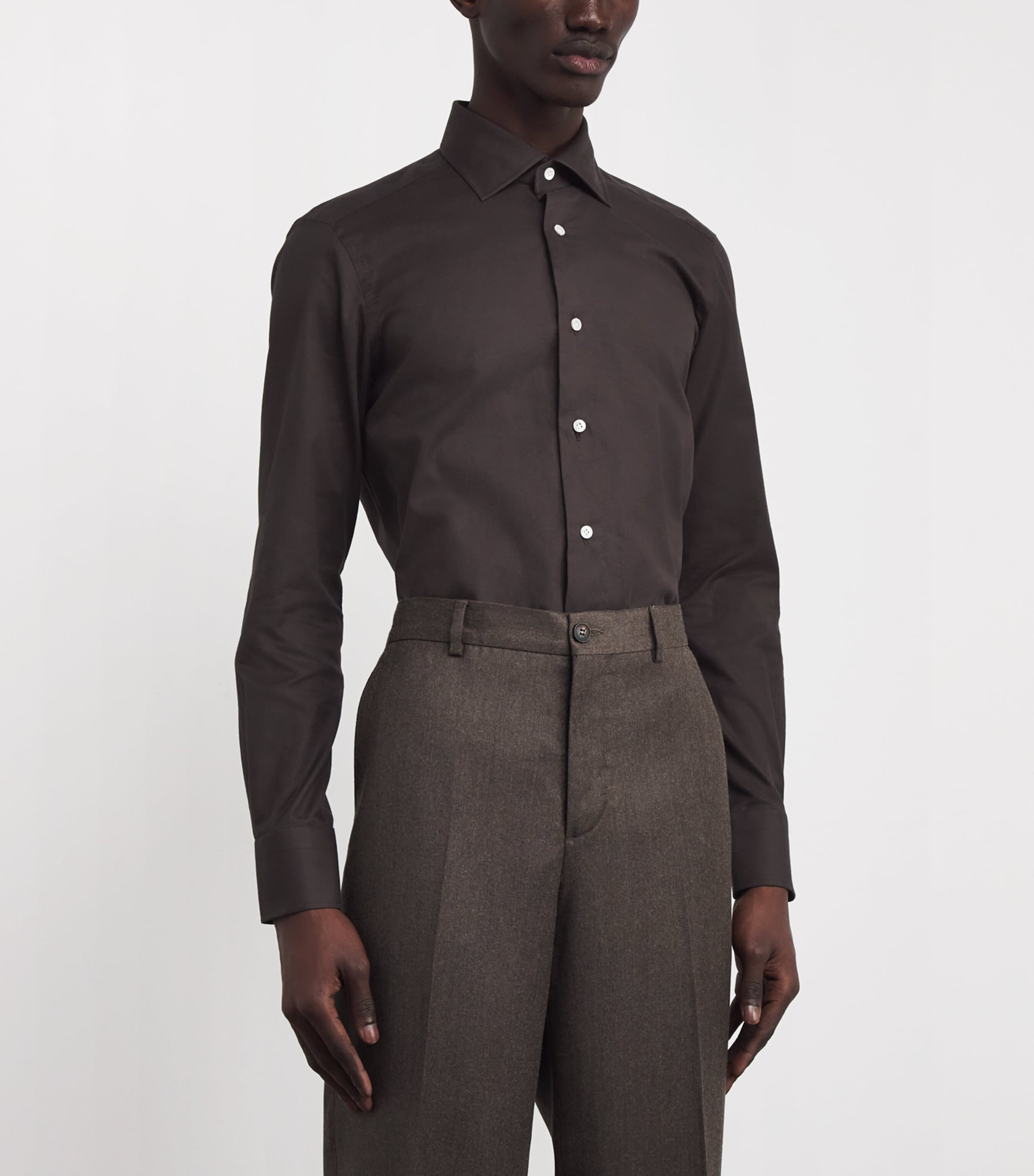 Cotton Long-Sleeve Shirt CHOCOLATE BROWN Image 3