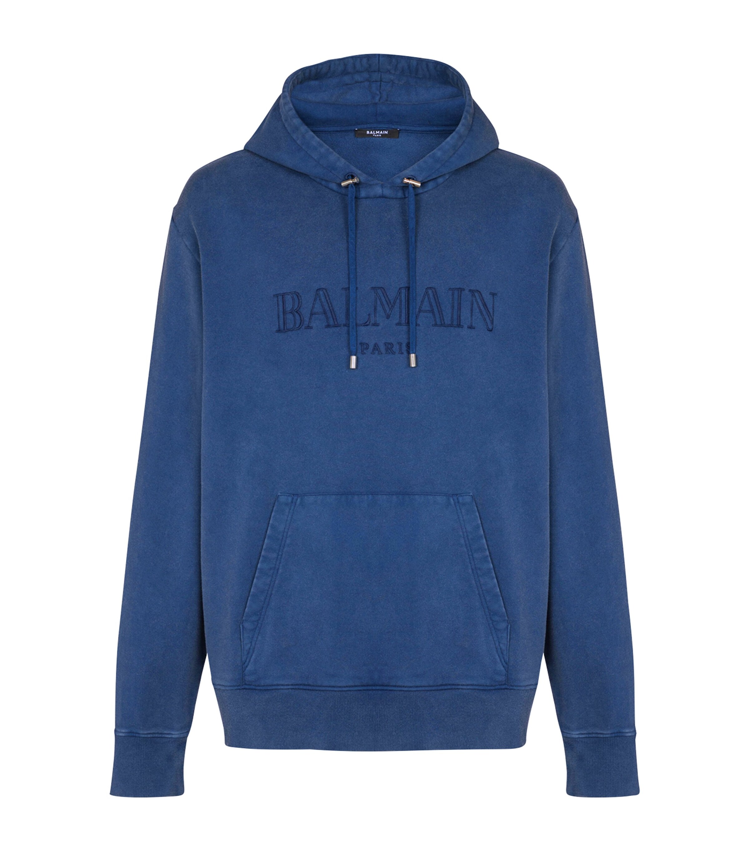 Balmain Navy Embroidered-Logo Hoodie | Harrods UK