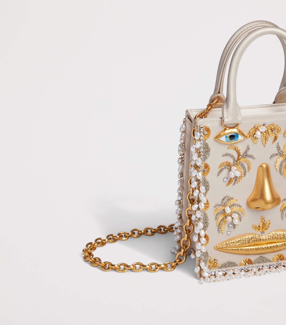 Mini Satin Face Top-Handle Bag 106 IVORY Image 4