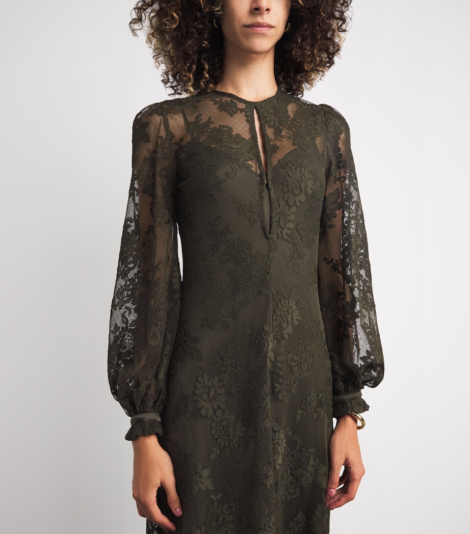 Lace-Silk Memento Maxi Dress OLIVE Image 6