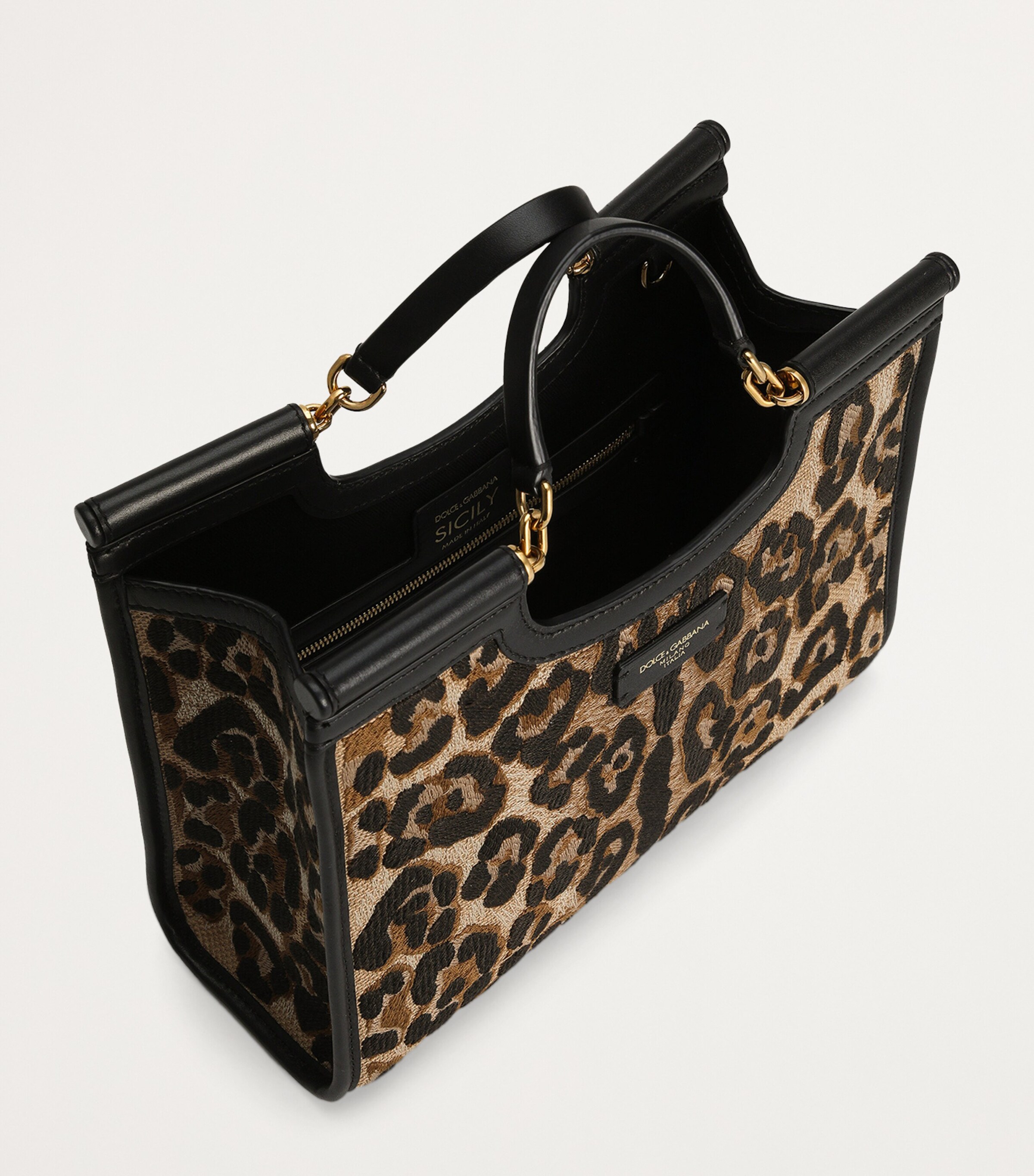 Dolce & Gabbana Small Leopard Print Sicily Tote Bag | Harrods US