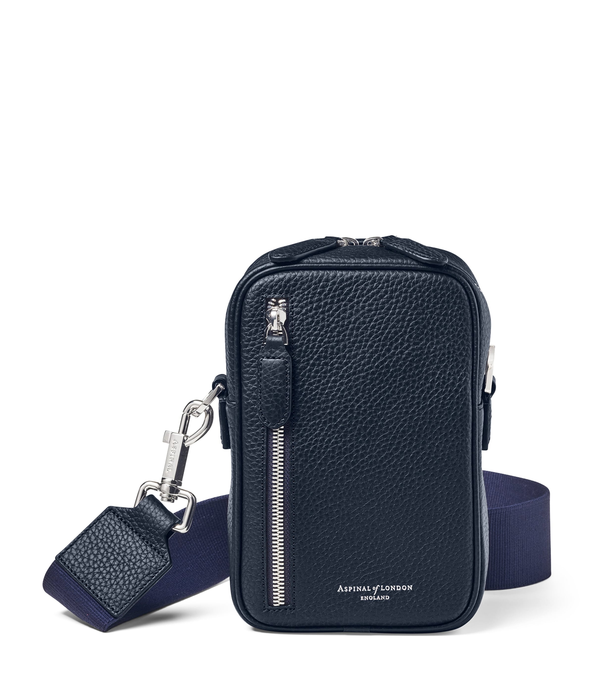Leather Reporter North South Cross-Body Bag NAVY Image 1