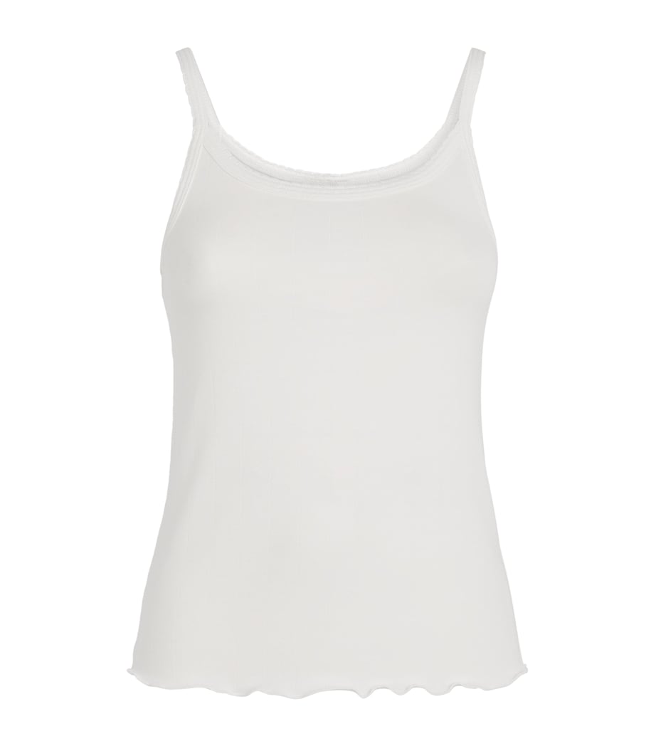 Stretch-Cotton Pointelle Camisole Top SNOW Image 1