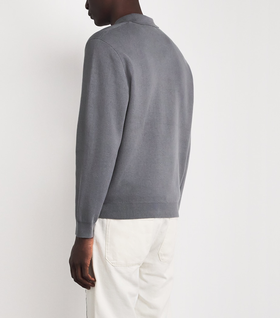 Rag & Bone Mens Cotton Quarter-Zip Polo Shirt Grey Image 5