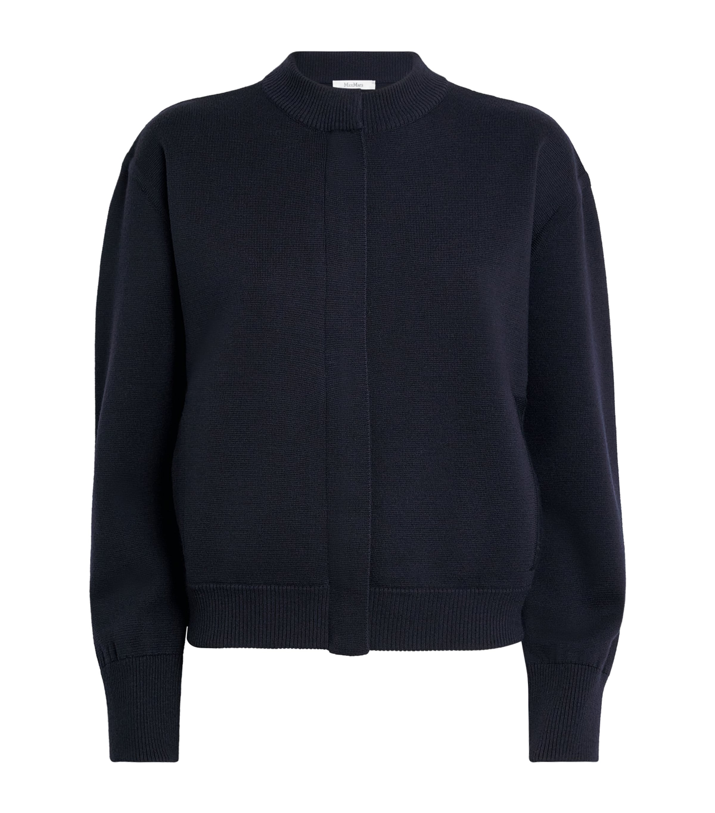 Max Mara Virgin Wool Zip-up Cardigan In Blue