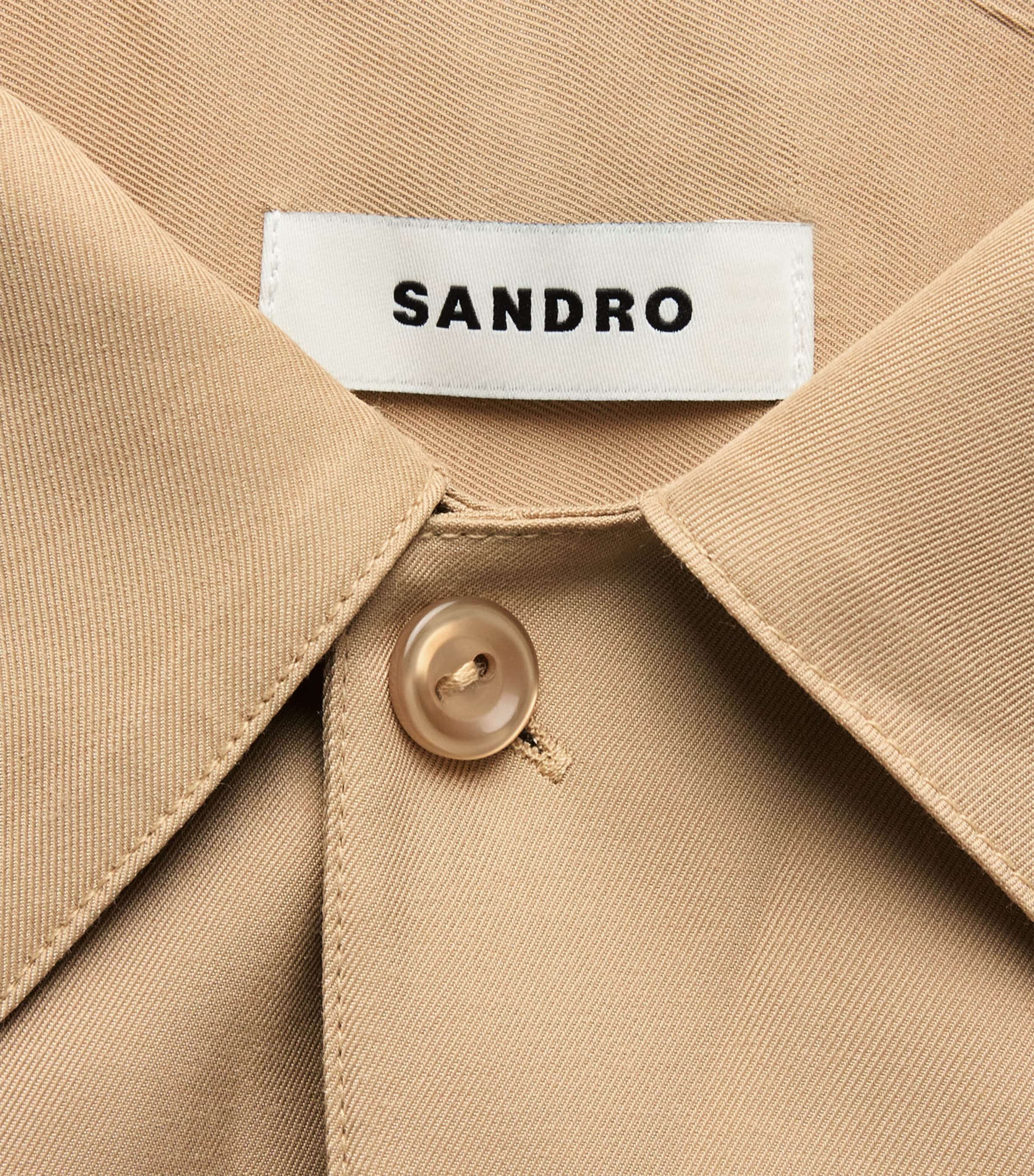 Sandro Paris Mens Short-Sleeve Shirt Cappucino Image 6