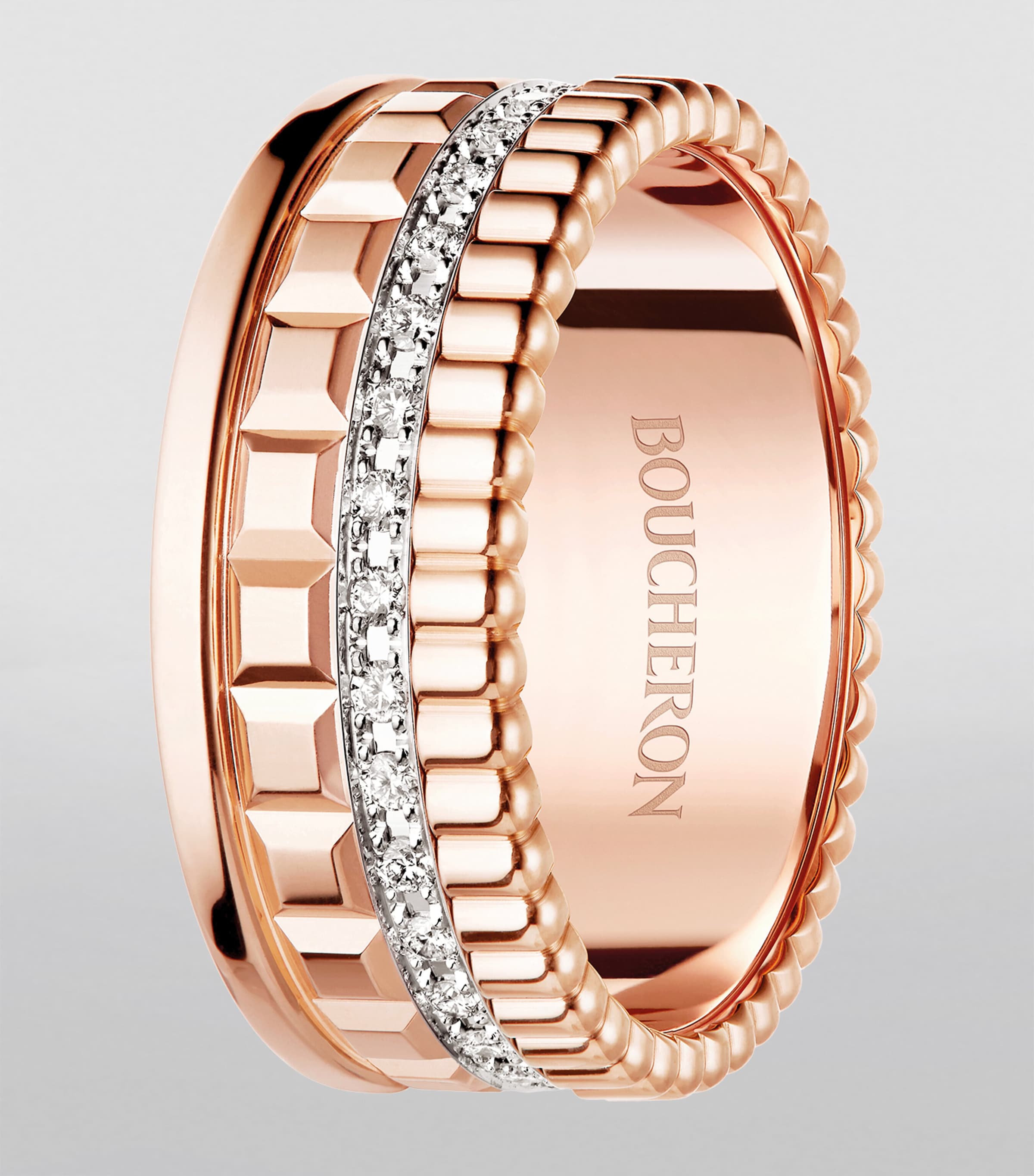 Small Rose Gold and Diamond Quatre Radiant Ring NO COLOUR Image 2