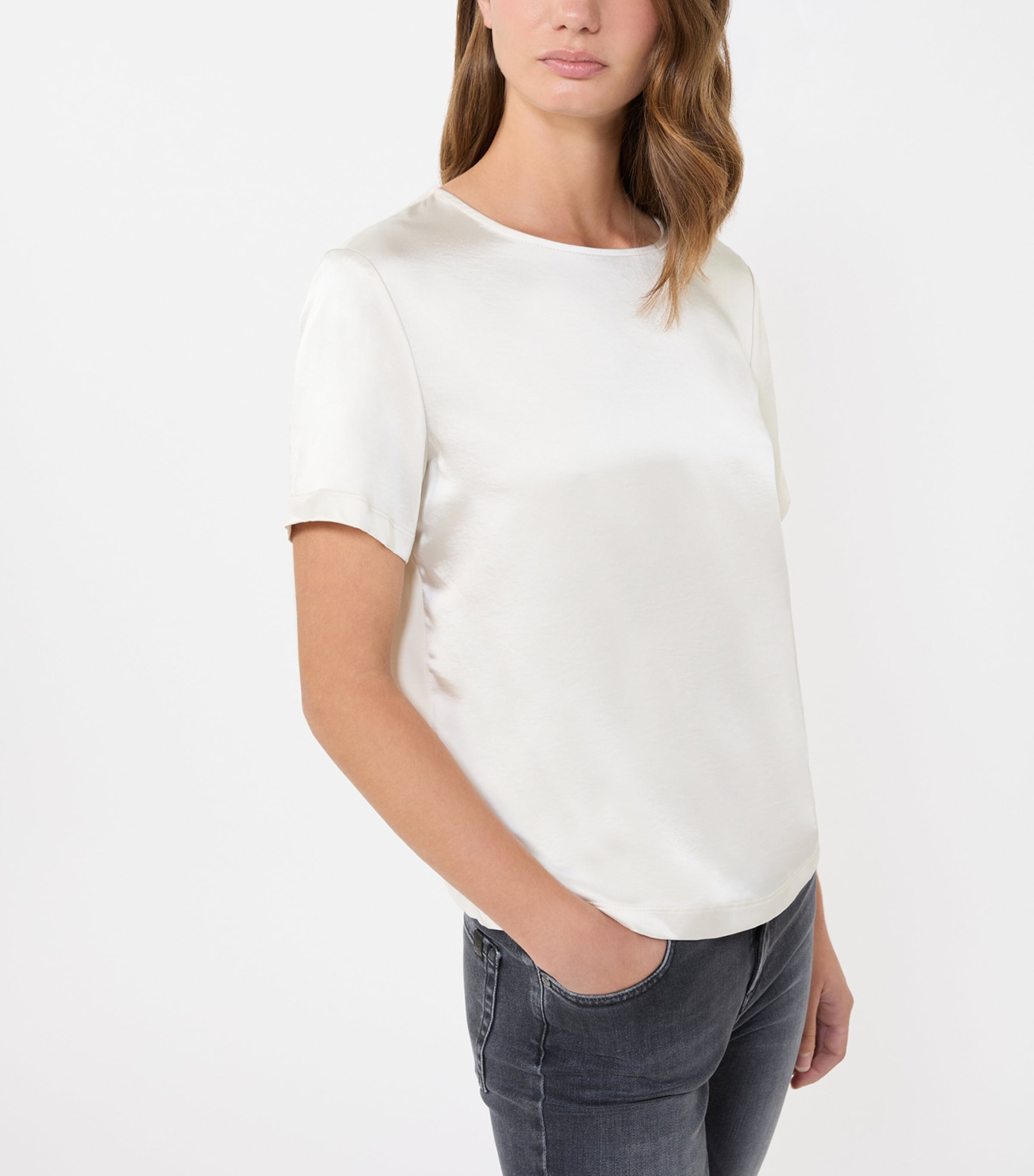 Weekend Max Mara Womens Satin T-Shirt Ecru Image 4