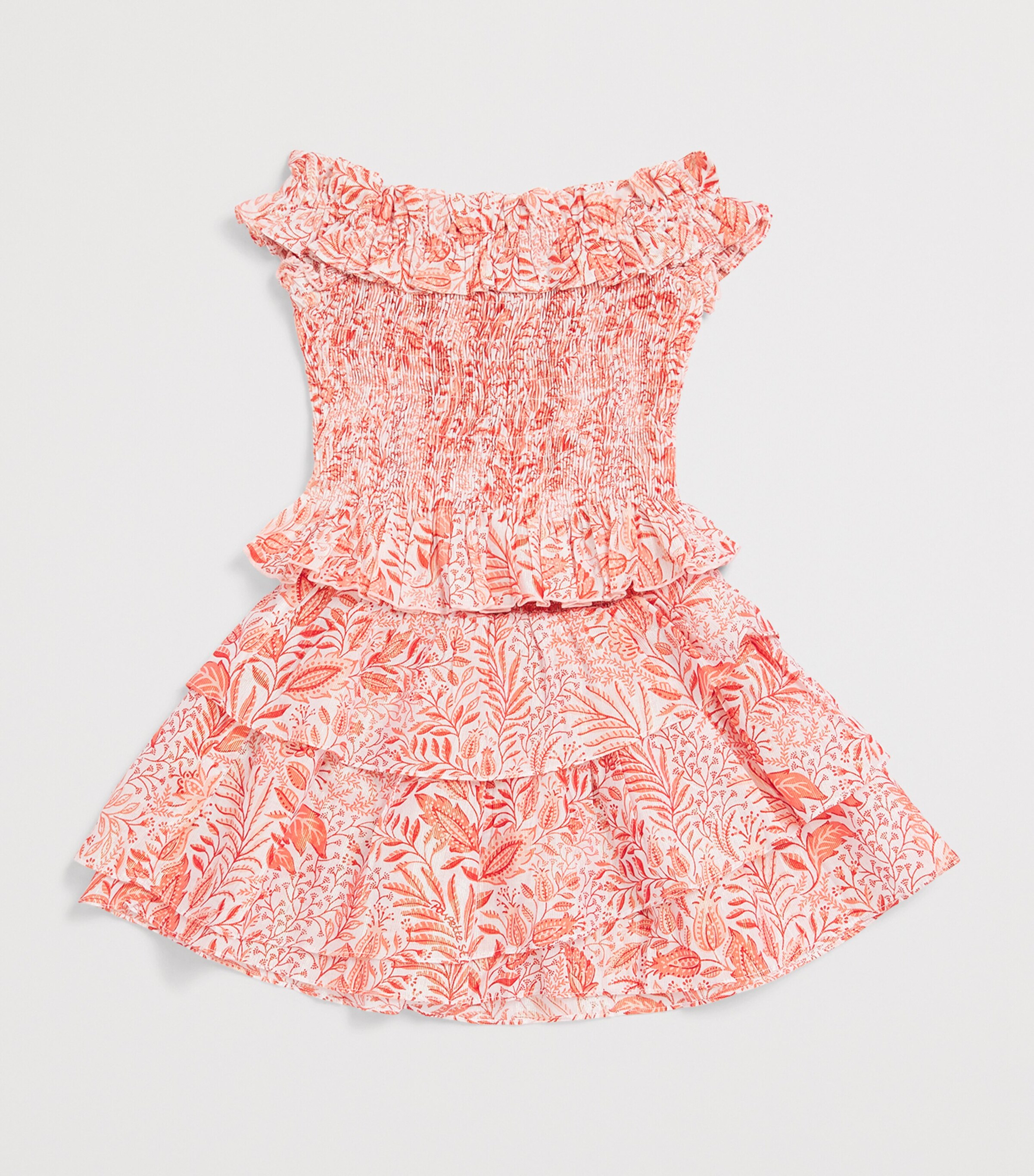 Poupette St Barth Kids Cotton-Blend Ruffle Lila Skirt (4-12 Years) Orange Palmarosa Image 3