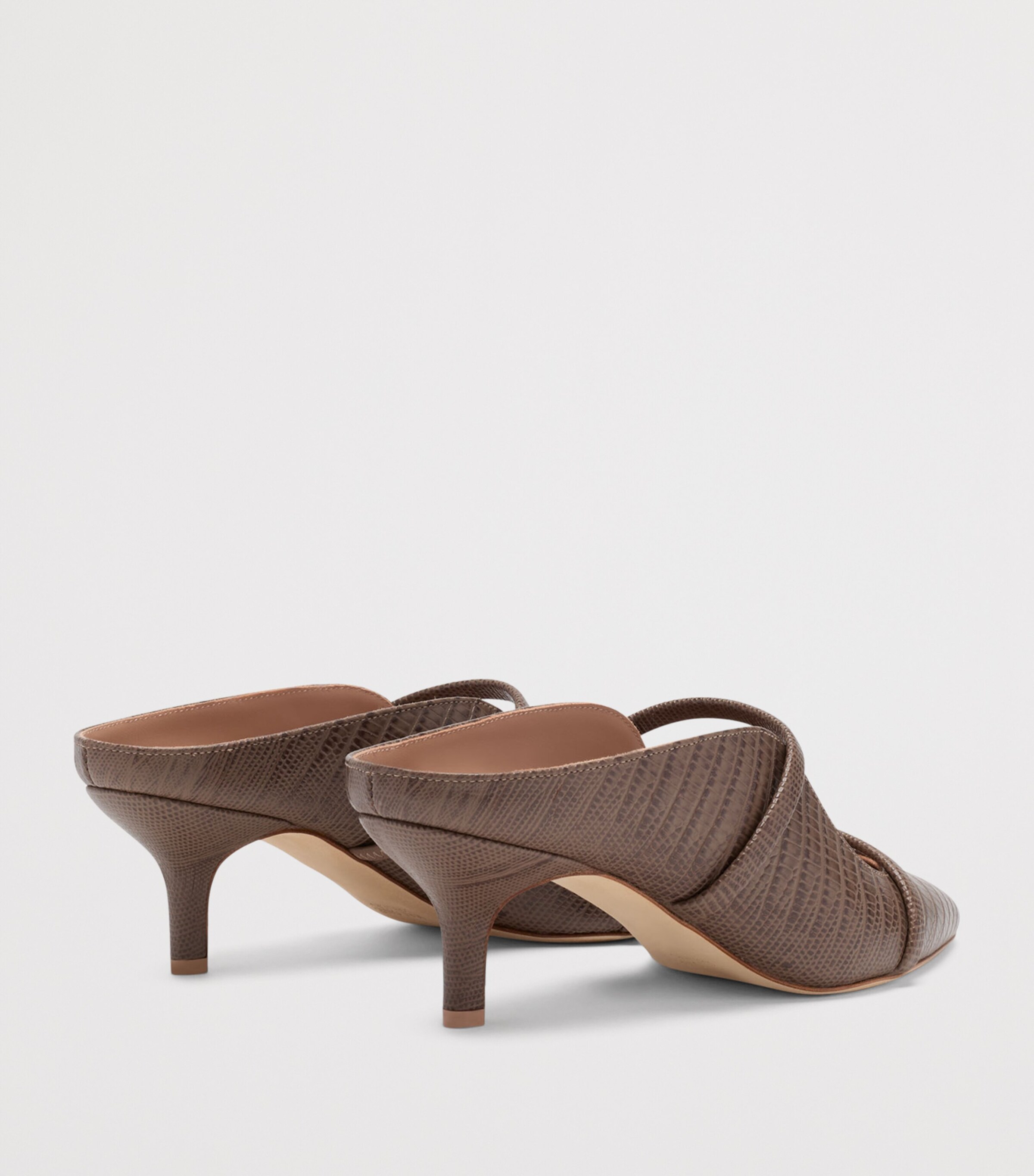 Malone Souliers Croc-Embossed Leather Maureen Heeled Mules 45 Taupe Image 4