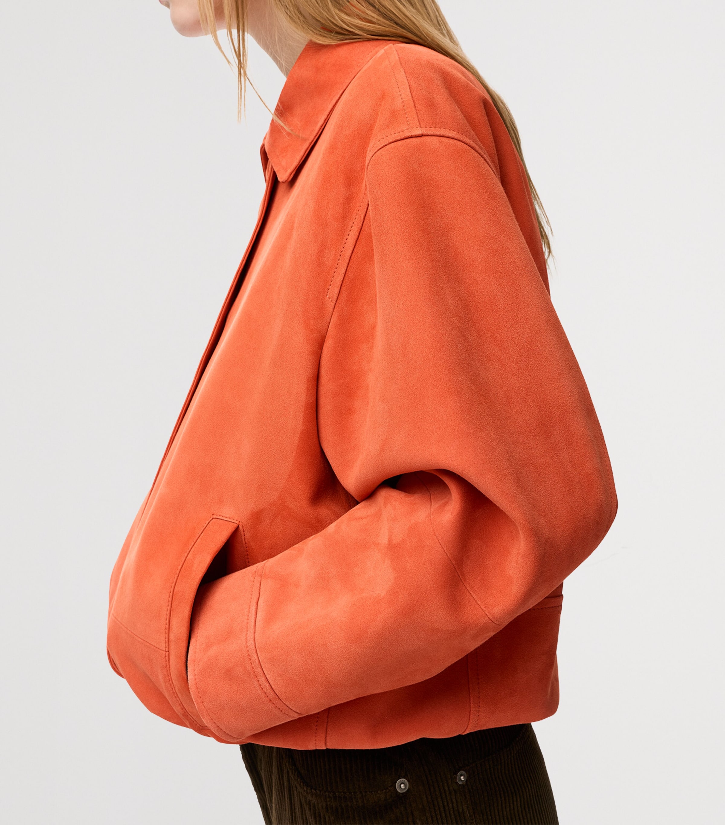 LOEWE Womens Suede Drawstring Jacket Orange Image 5