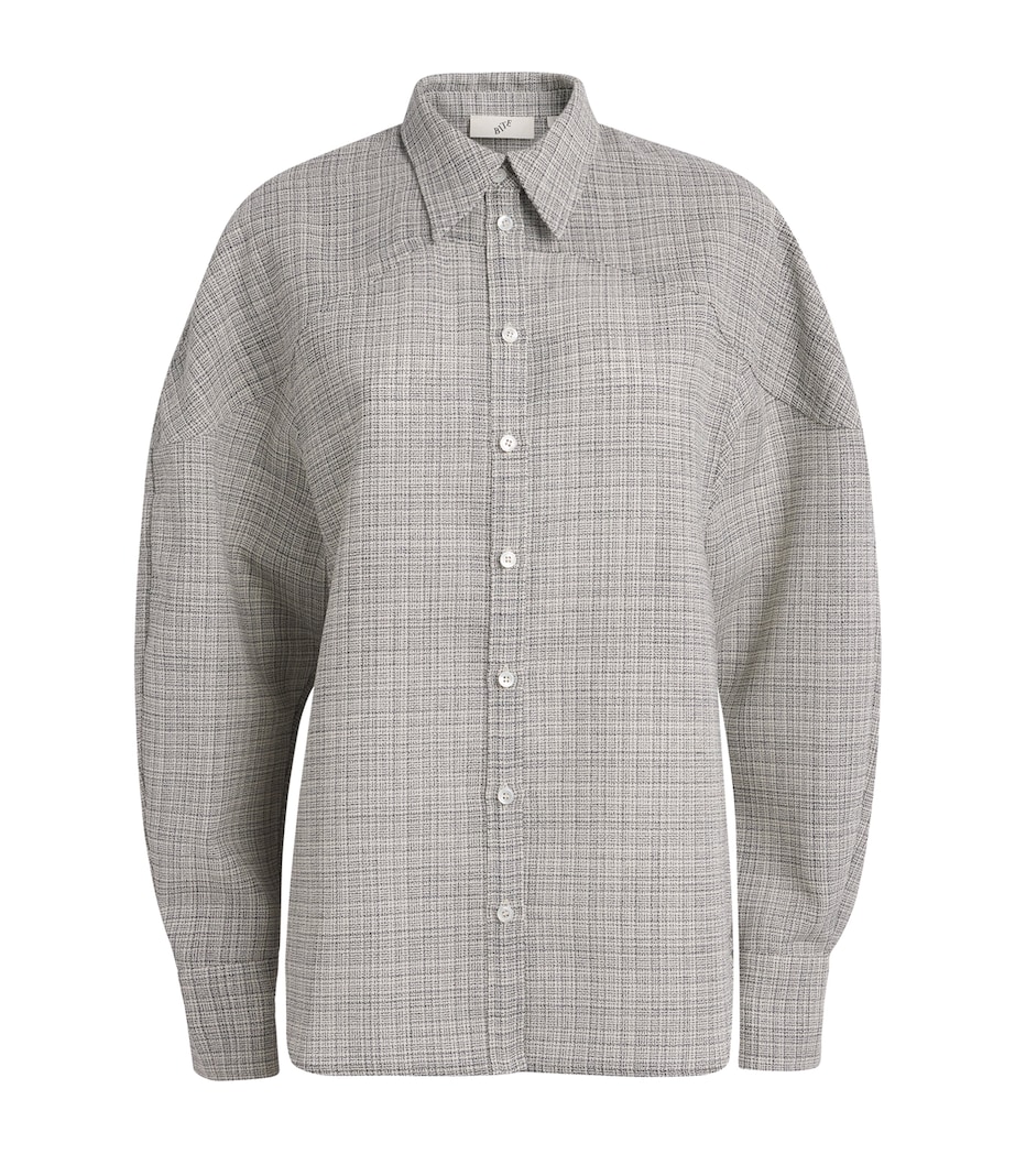 BITE Studios Womens Wool Shield Shirt Off White/navy Image 1