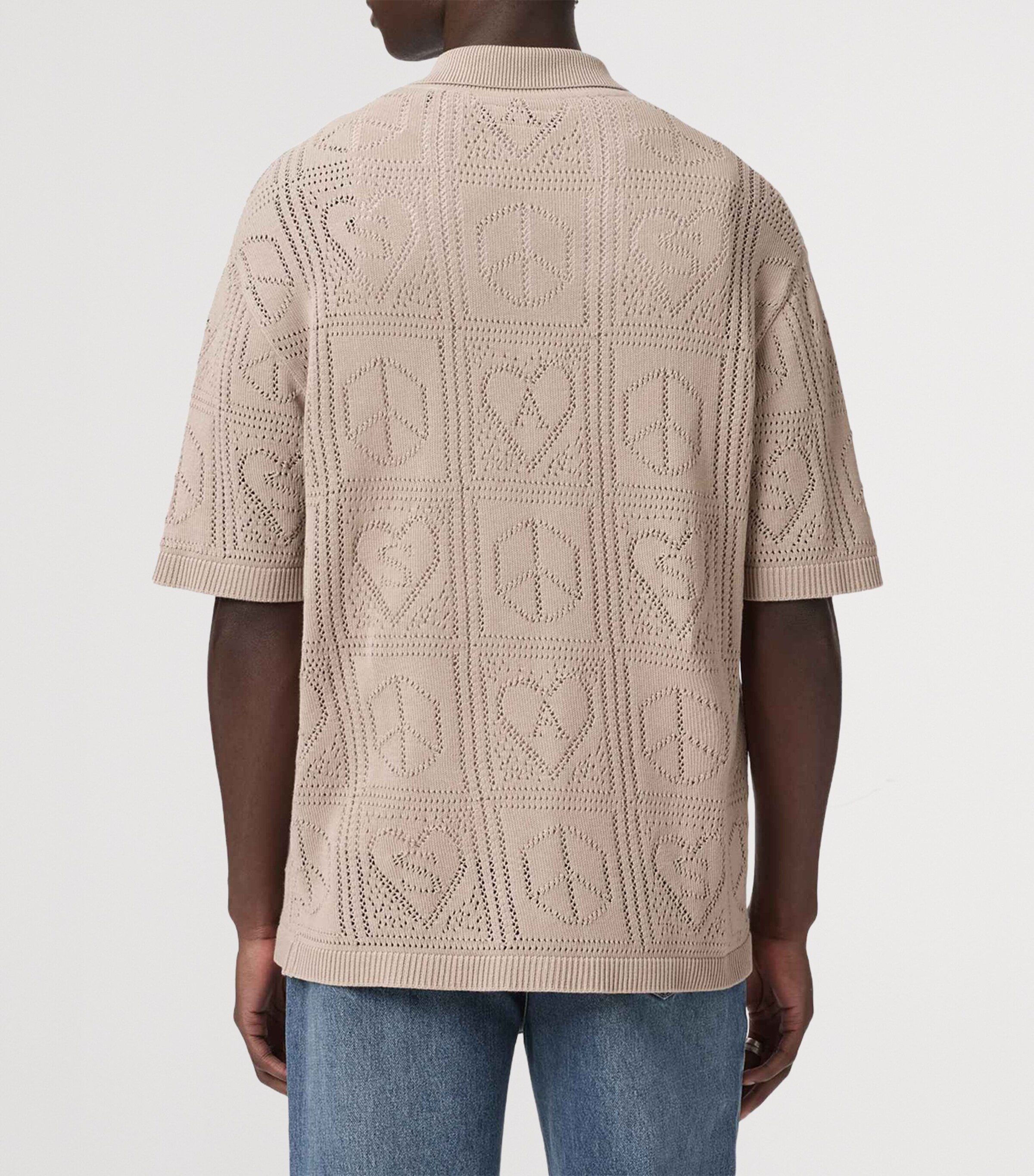 AllSaints Mens Organic Cotton Knitted Shirt Sand Taupe Image 4