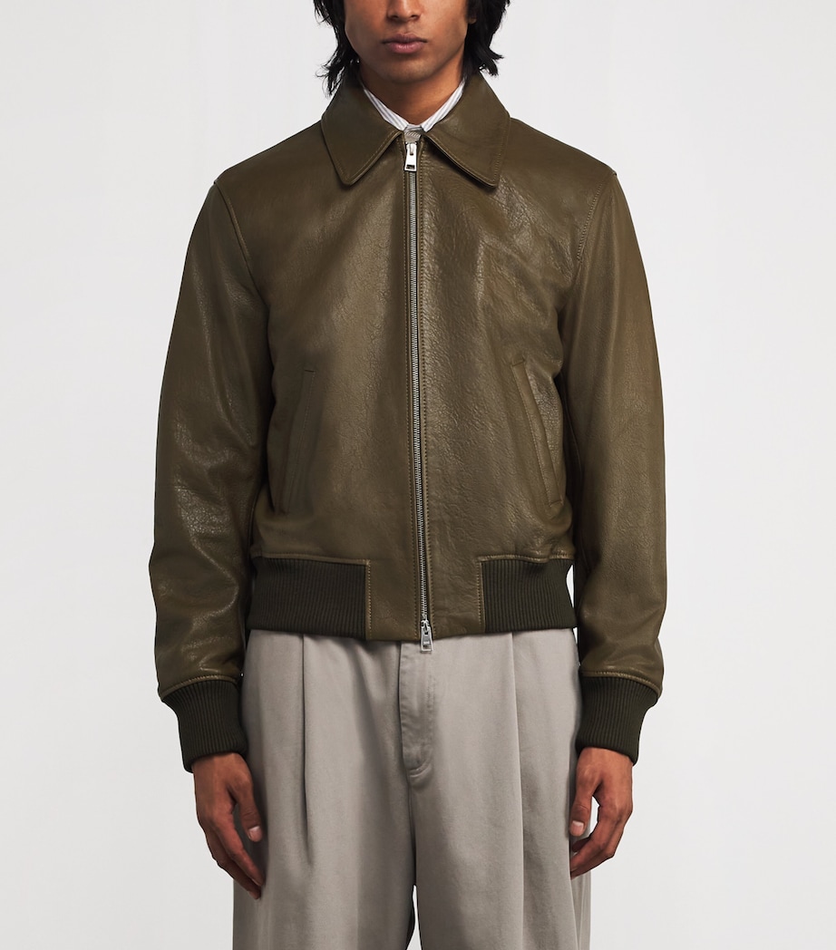 Leather Collar Bomber Jacket 298 - BRONZE Image 3