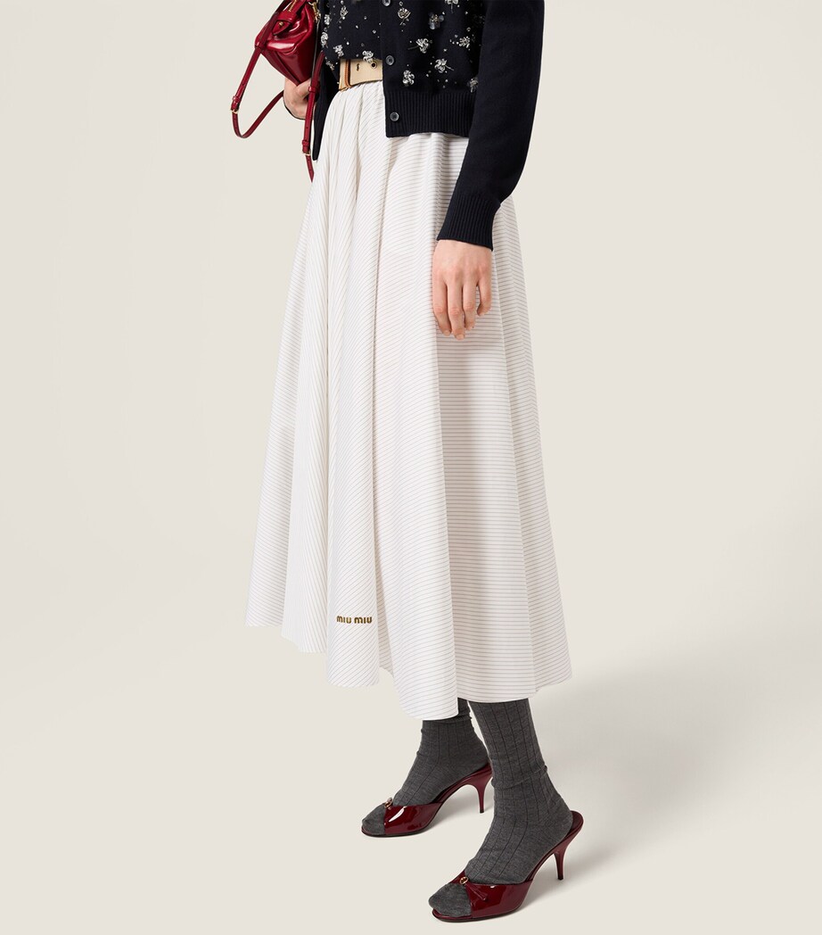 Miu Miu Womens Belted Pinstripe Midi Skirt Image 5