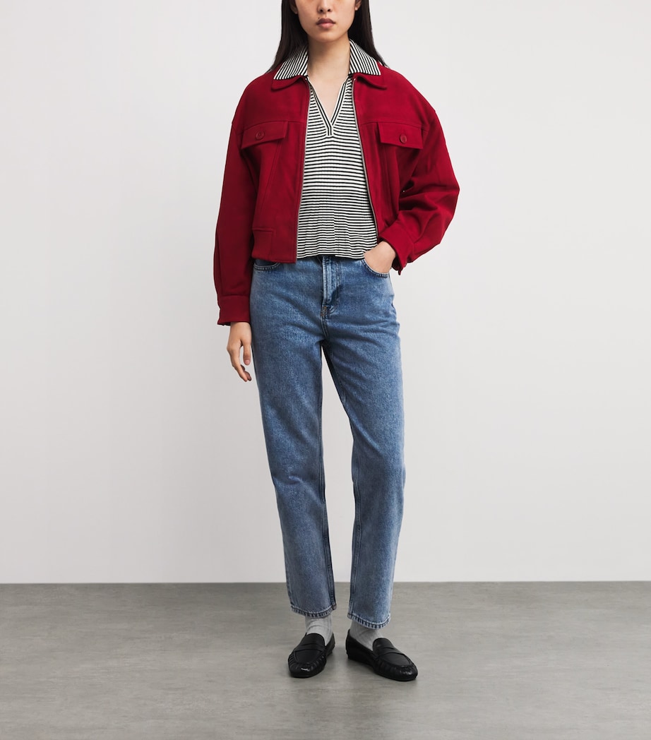 Knitted Open-Collar Polo Shirt DUAL-COLOR Image 2