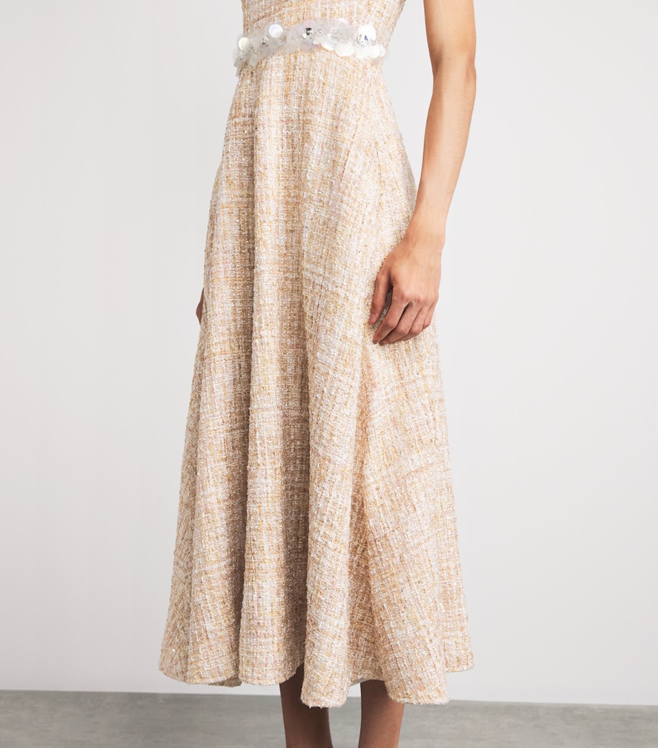 Safiyaa Womens Tweed Maisie Midi Dress Pnk Ntrls W Iridscnt Image 5