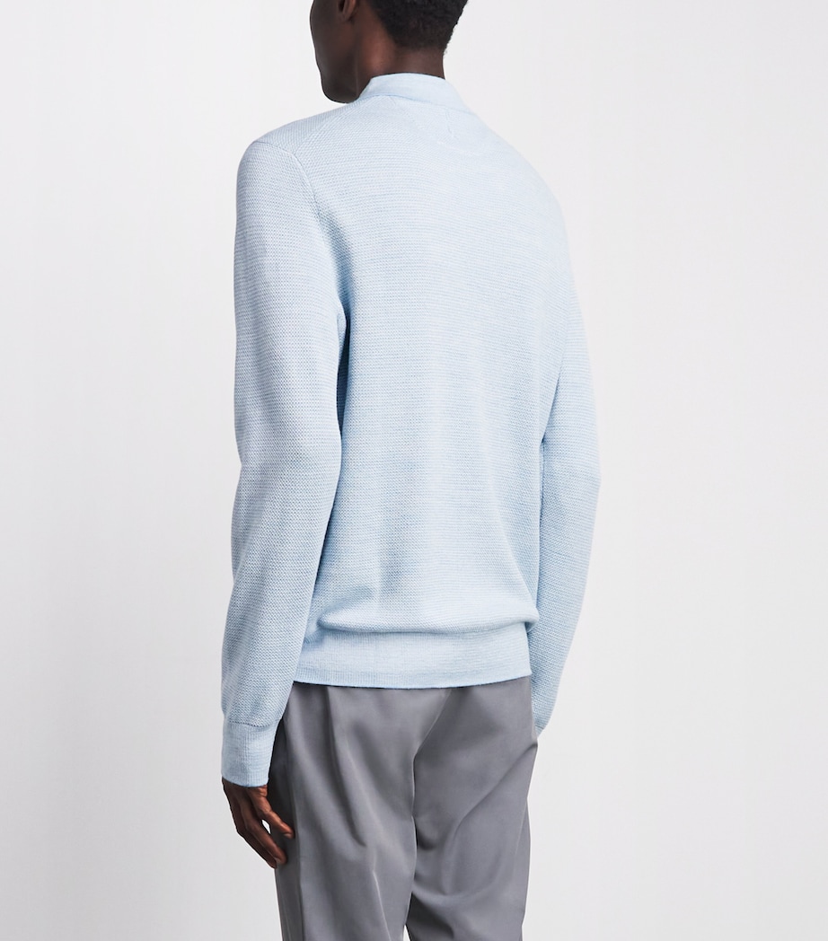 RLX Ralph Lauren Mens Knit Long-Sleeve Polo Shirt Blue Combo Image 5