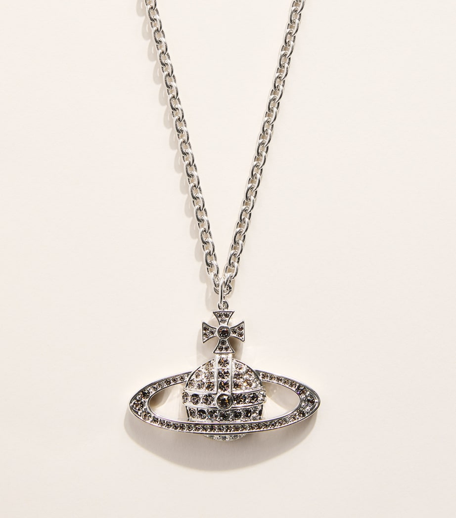 Vivienne Westwood Mini Bas Relief Orb Pendant Necklace Plat/blk Dmn Cr Image 1