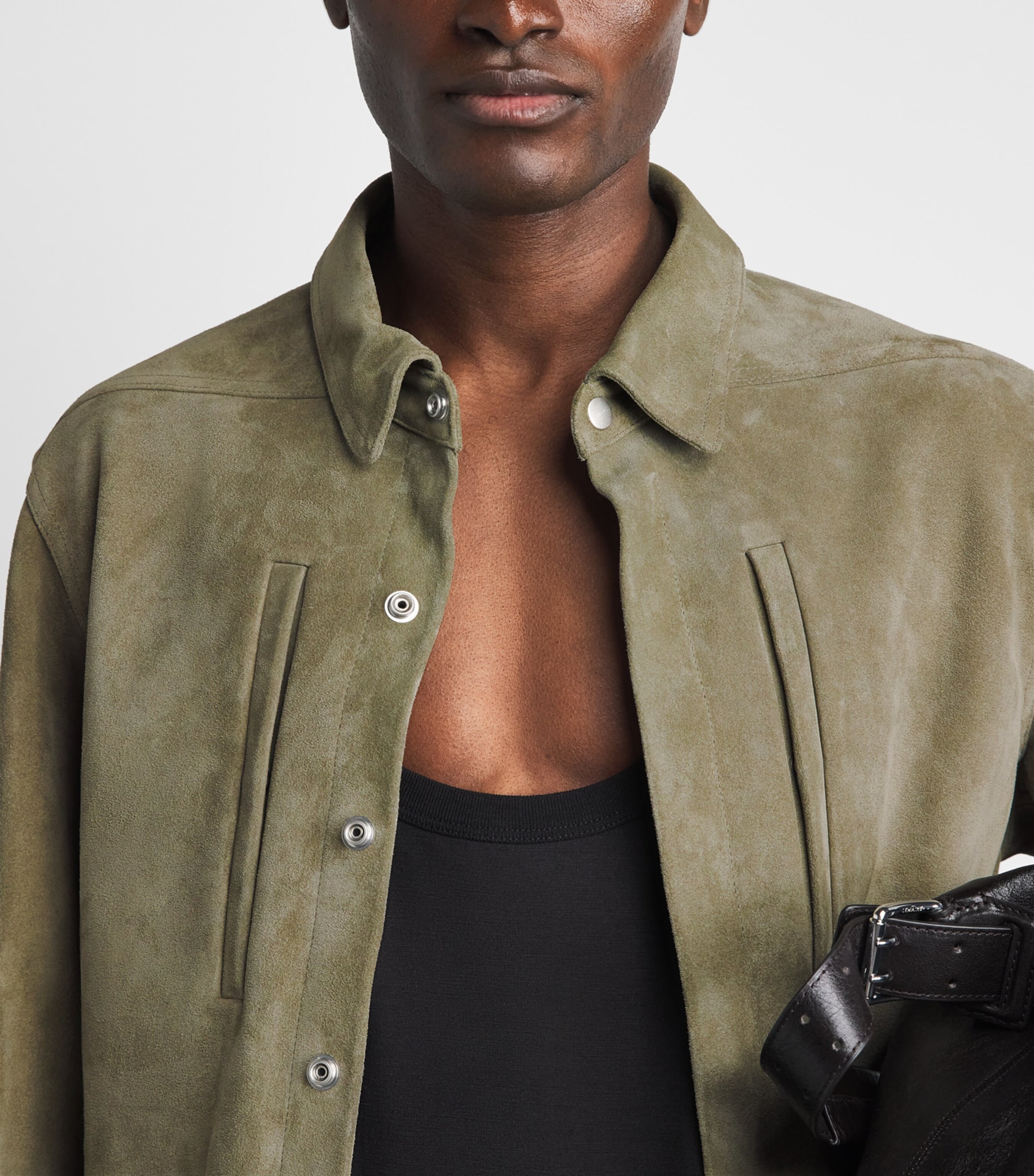 Rick Owens Mens Alice Suede Jacket Dirty Pearl Image 3