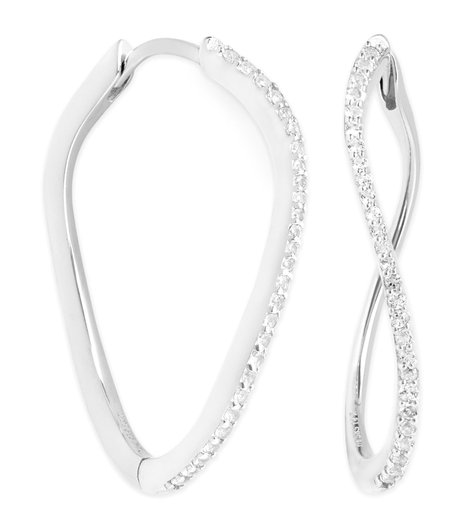 Astrid & Miyu White Gold and White Topaz Infinity Hoop Earrings White Gold Image 1