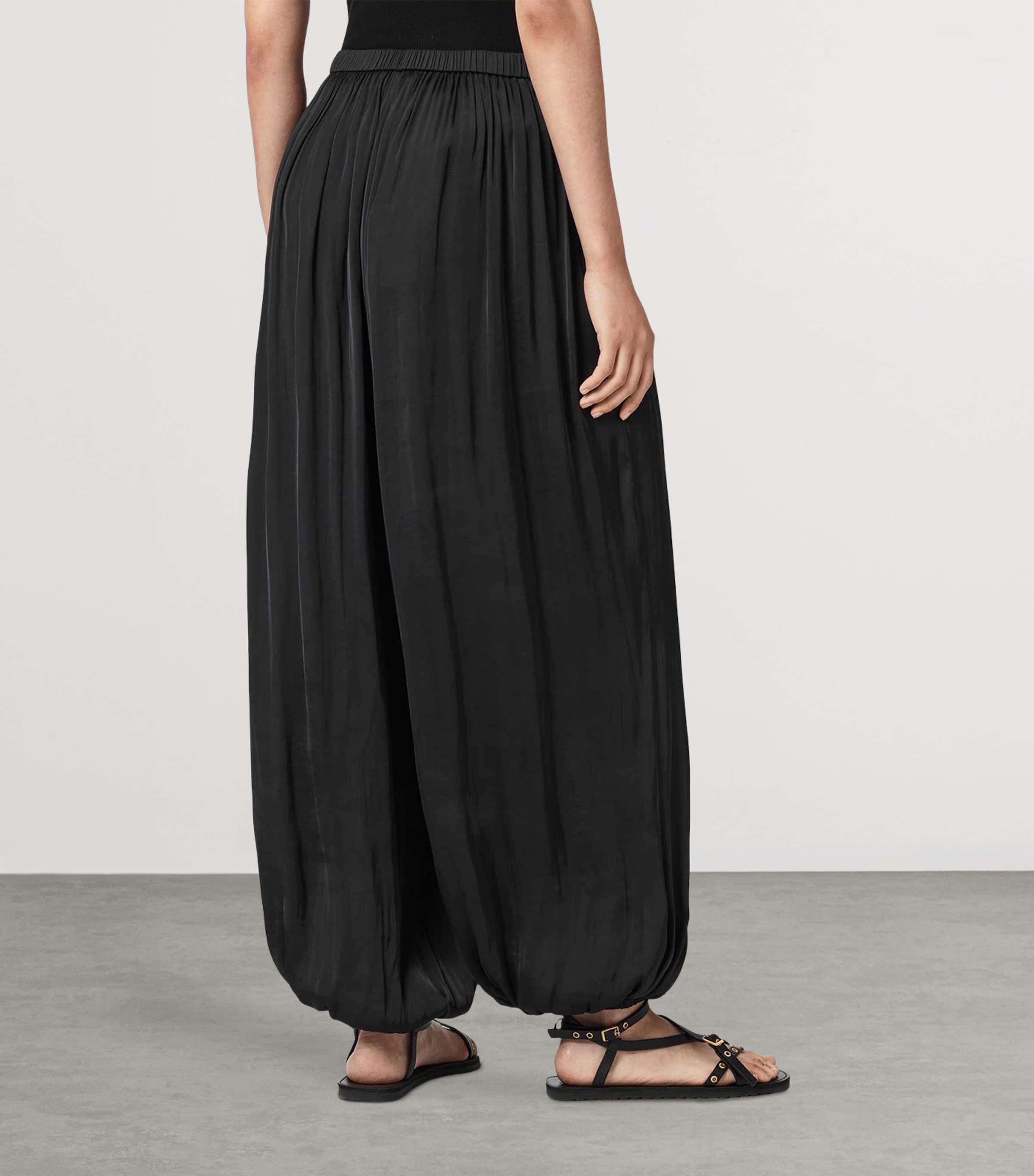 AllSaints Womens Eshe Barrel-Leg Trousers Black Image 4