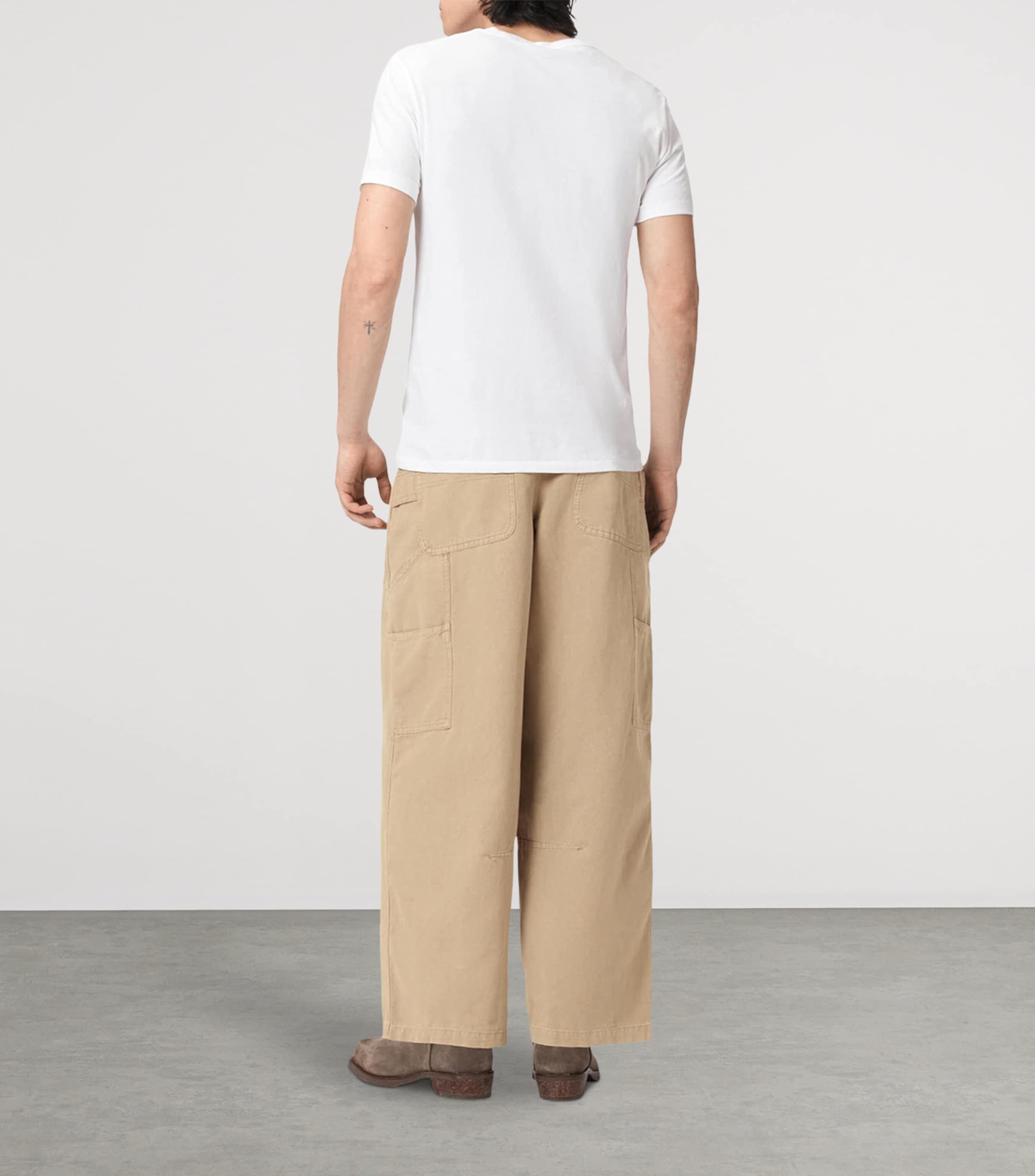AllSaints Mens Organic Cotton Barrel Leg Trousers Dune Brown Image 4