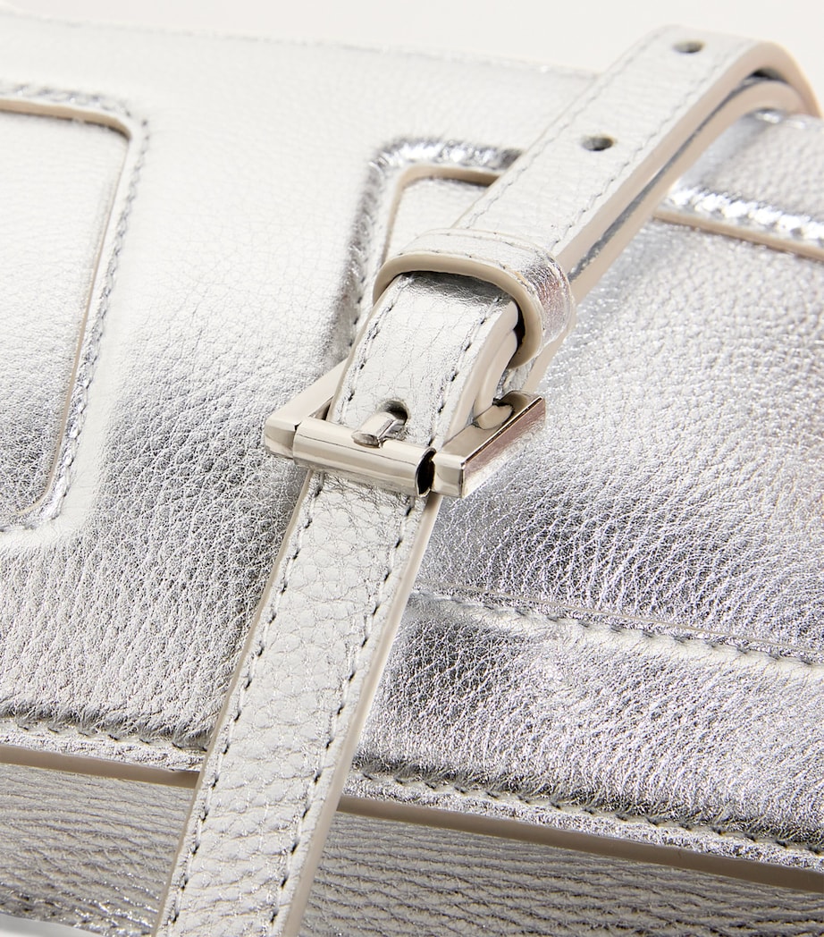 Harrods Leather Metallic Phone Pouch Silver Image 6