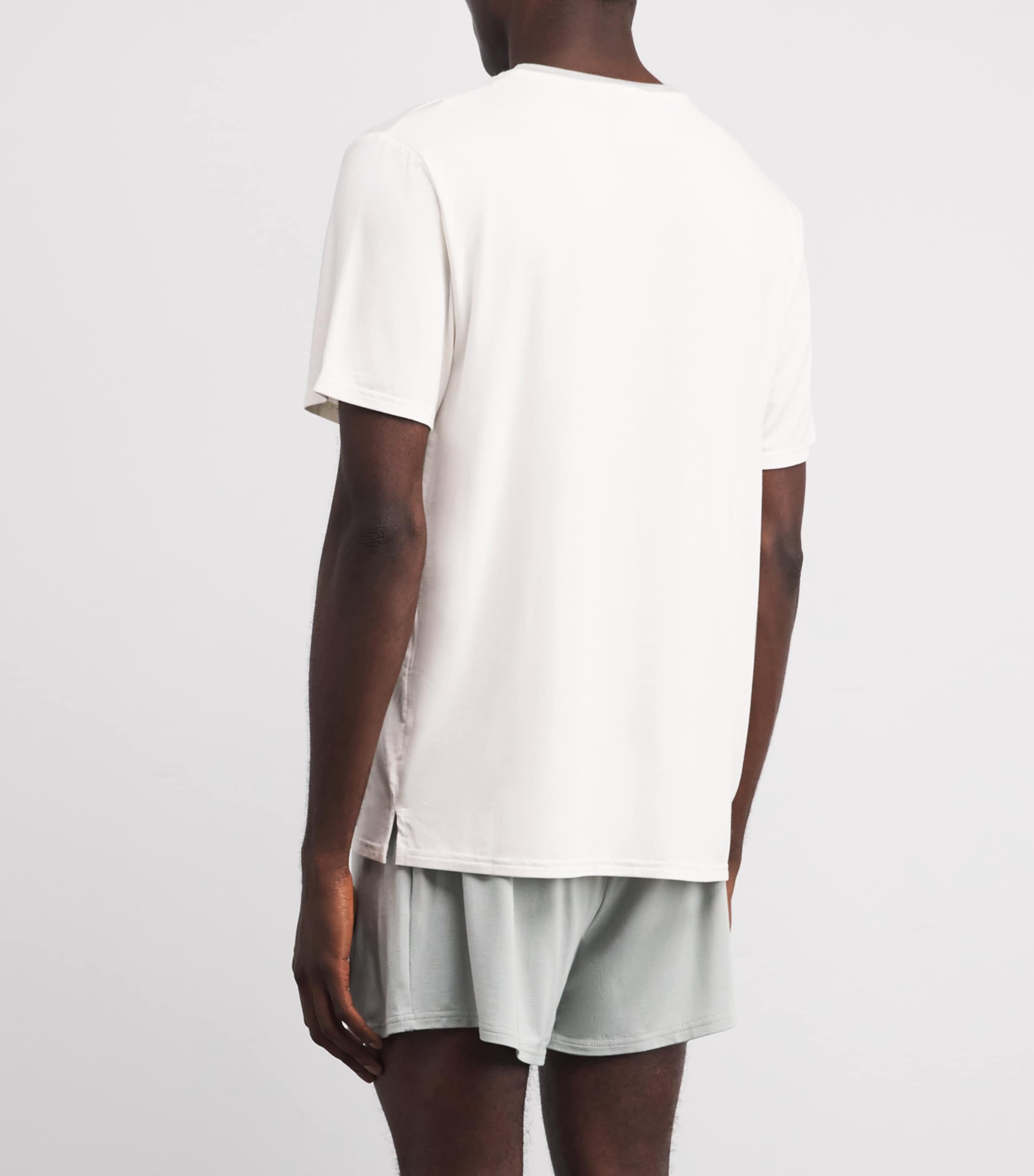 Contrast Trim Lounge T-Shirt WHTS WHITE/ SAGE Image 4