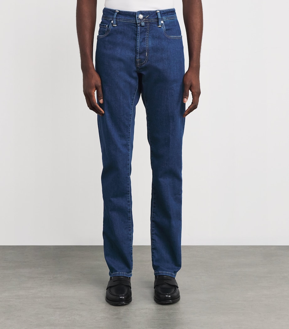 Ostrich Leather-Patch Bard Slim Jeans 200D Image 3