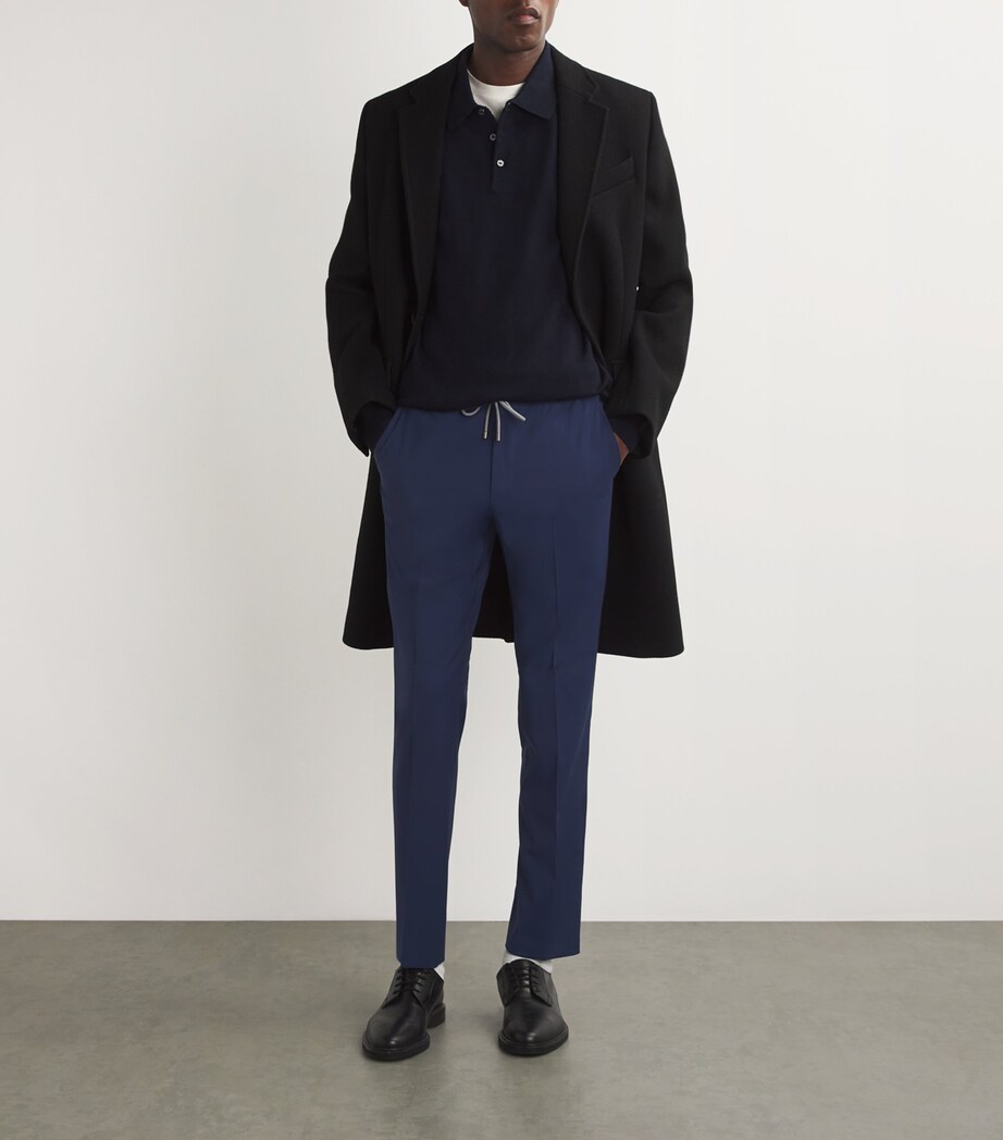 Wool Drawstring Straight Trousers 005 BLUE Image 2