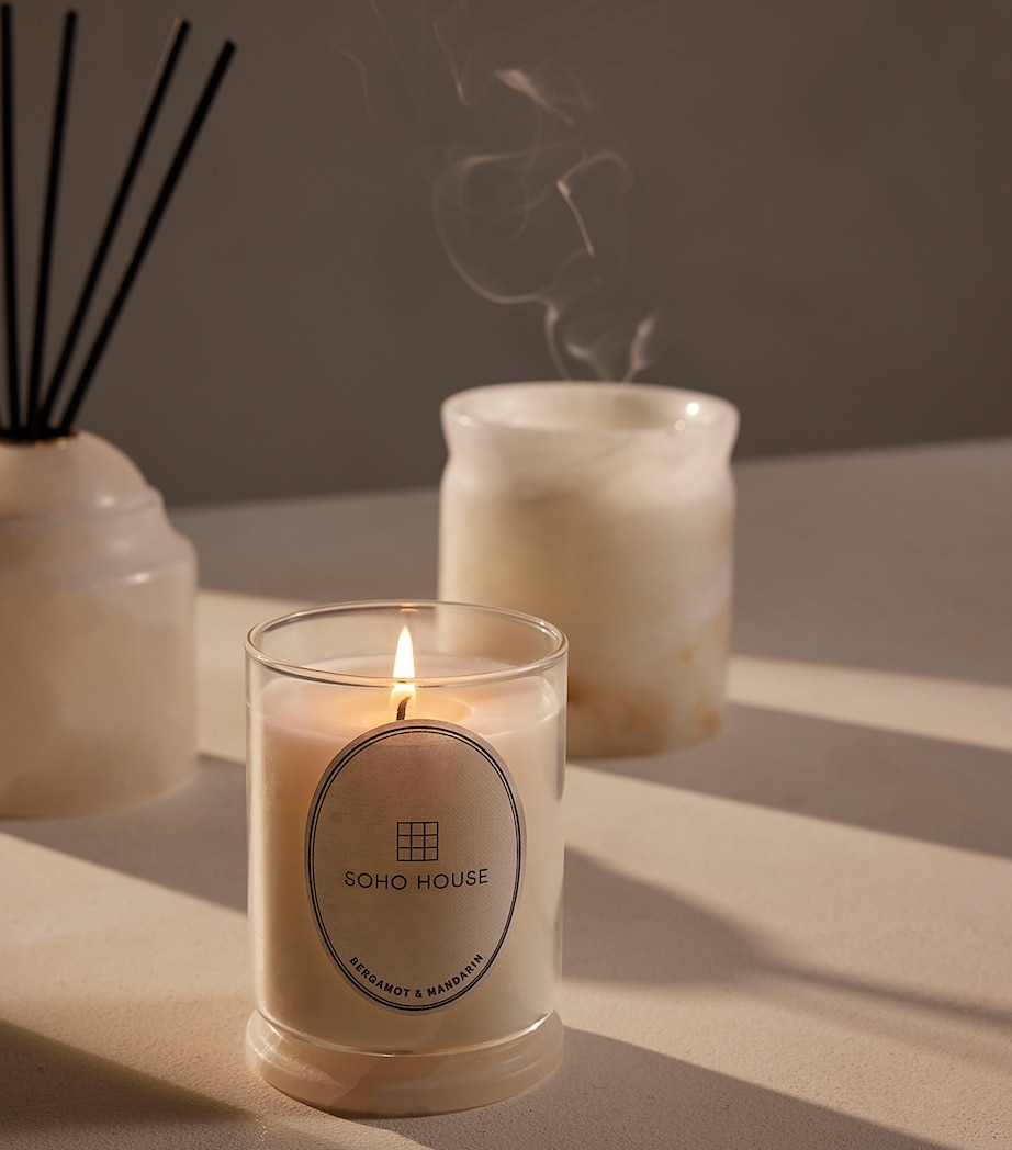 Alabaster Marble Vessel and Bergamot & Mandarin Candle (250g) NO COLOUR Image 6