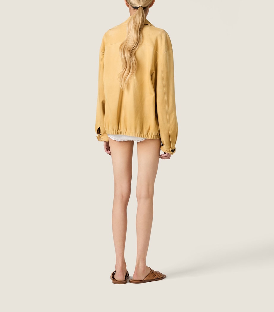 Miu Miu Womens Waxed Suede Jacket Neutral Image 3