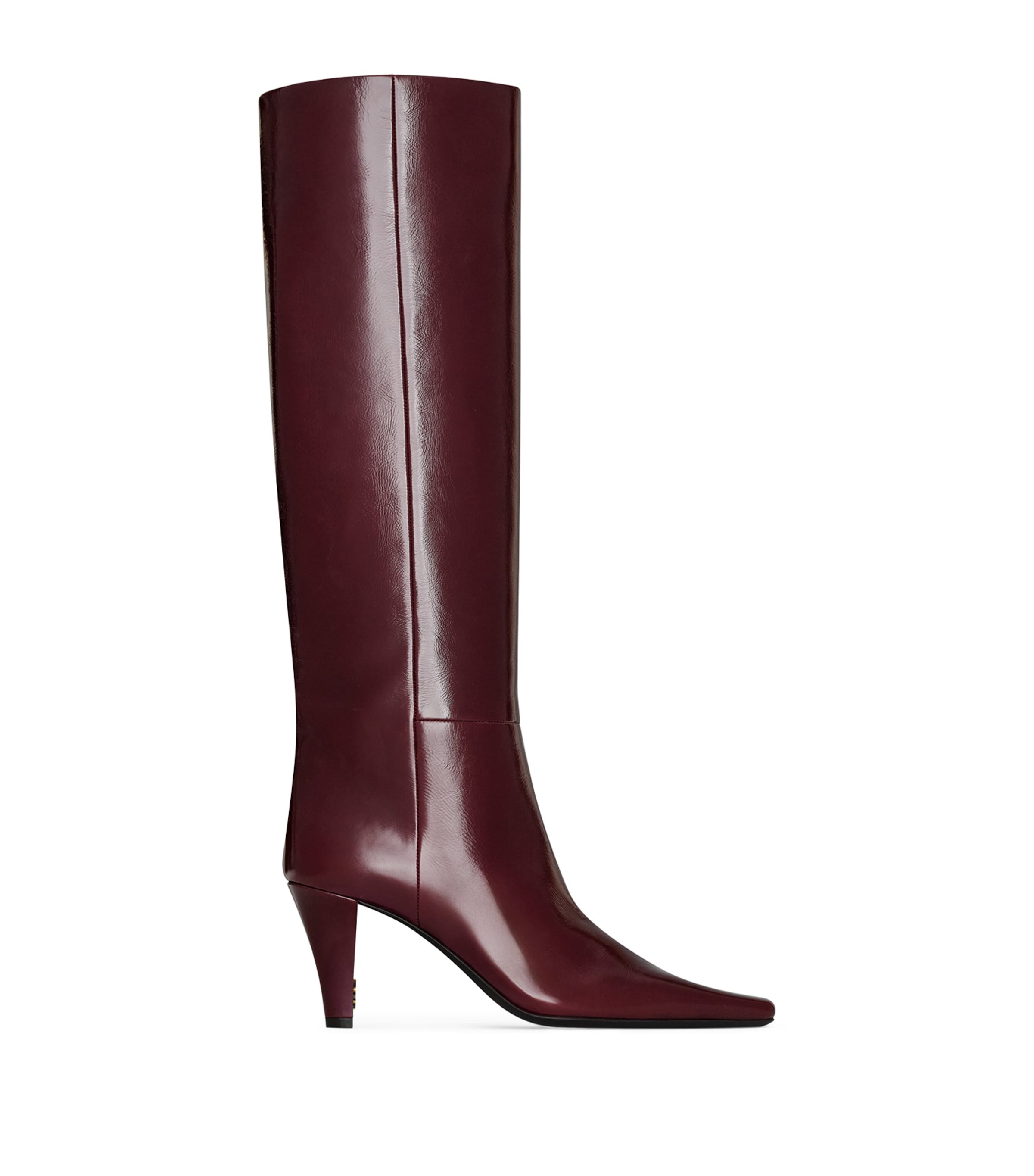 Saint Laurent Patent Leather Jill Knee-high Boots 75 In Burgundy