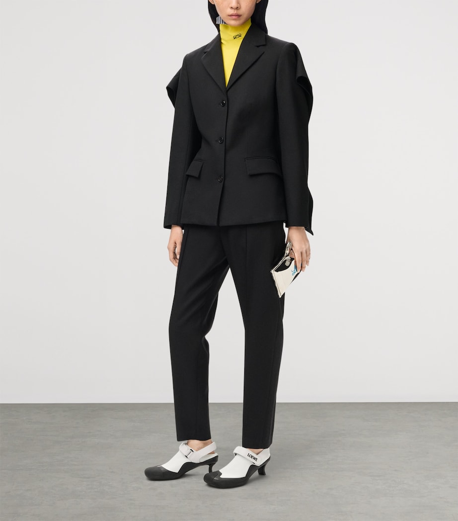 LOEWE Womens Wool Open-Back Blazer Black Image 2