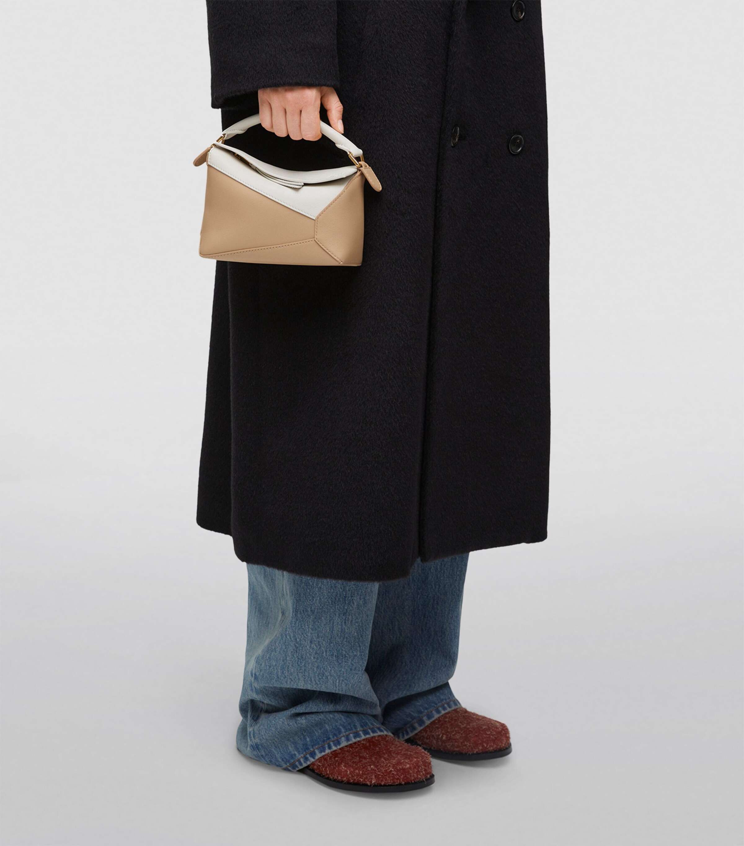 Mini Leather Puzzle Edge Top-Handle Bag SOFT WHITE/PAPER Image 10