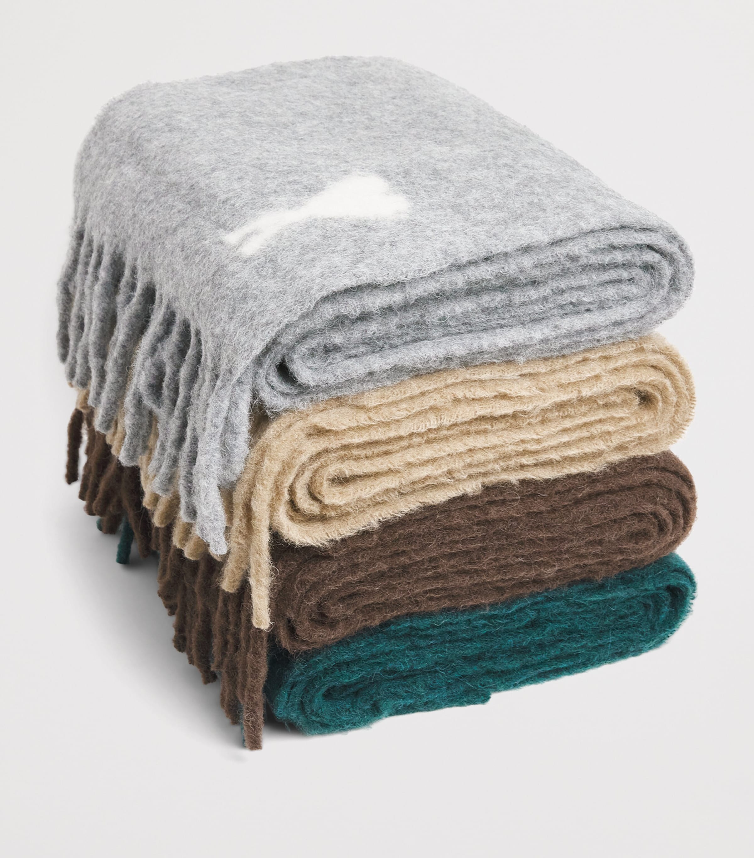 AMI Paris Ami de Coeur Fringe Scarf Vert Bouteille Image 4