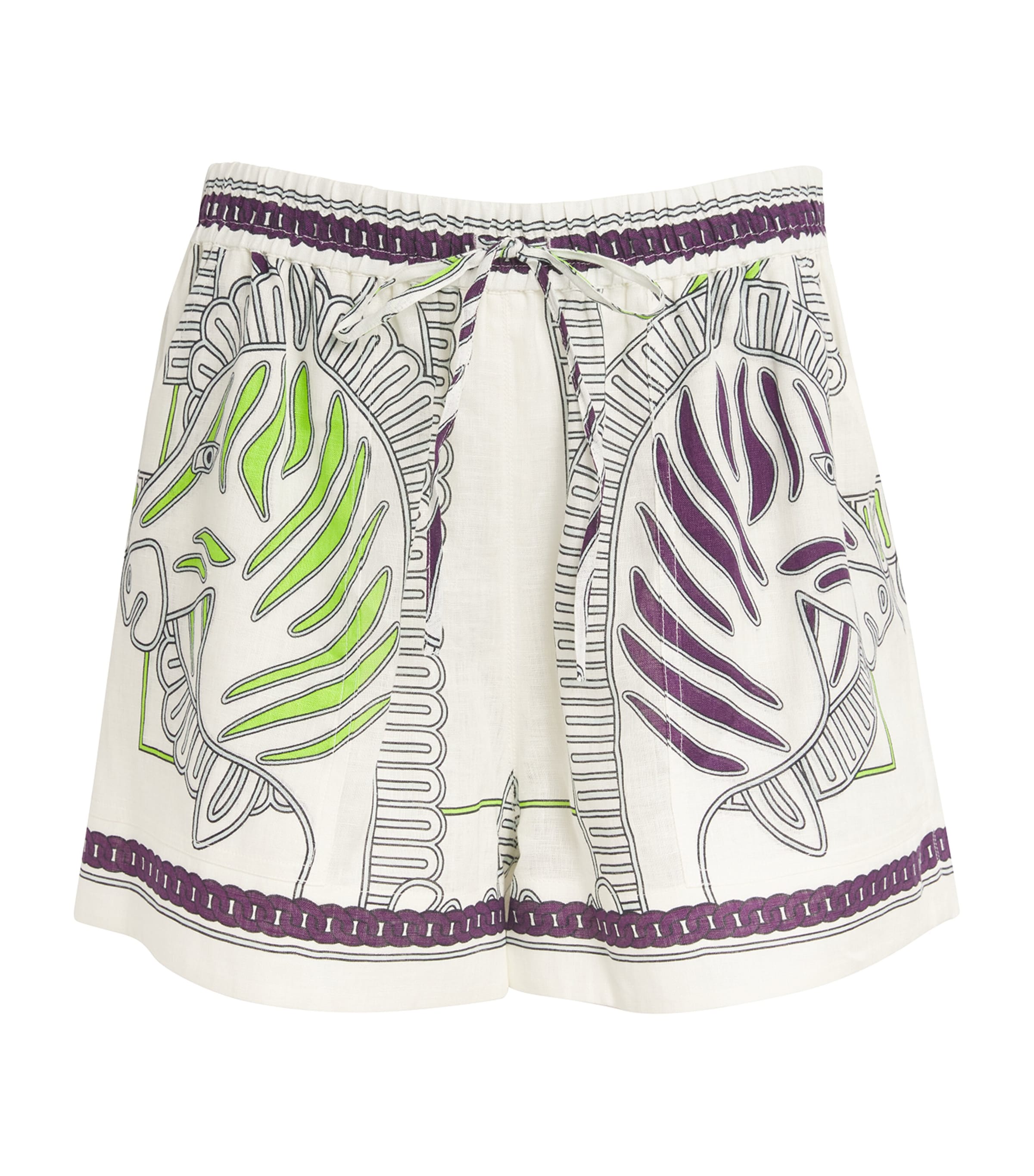 Shop Tory Burch Linen Printed Shorts