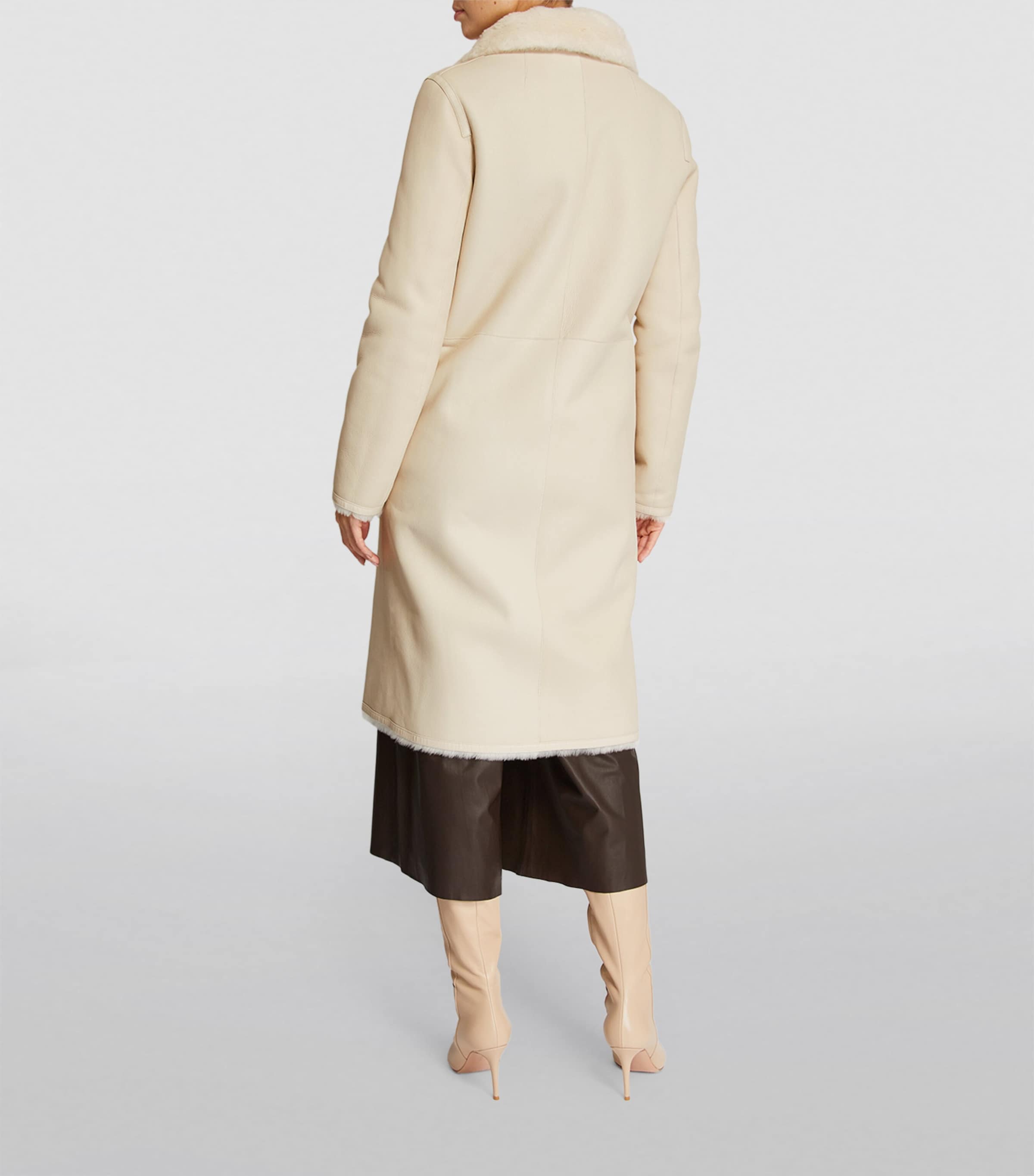Yves Salomon White Shearling Reversible Coat | Harrods US