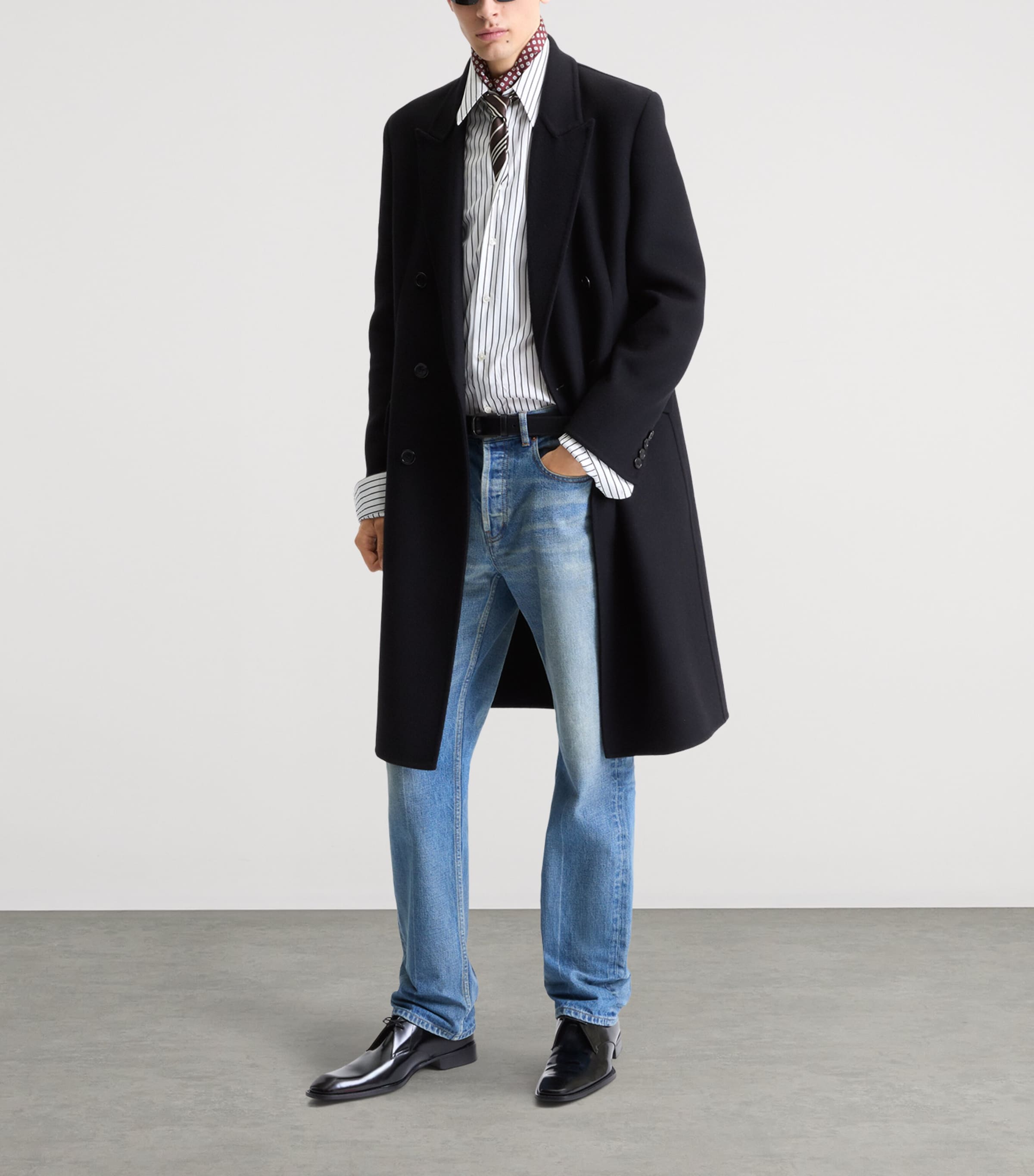 Saint Laurent Mens Cotton Striped Long-Sleeve Shirt Image 2