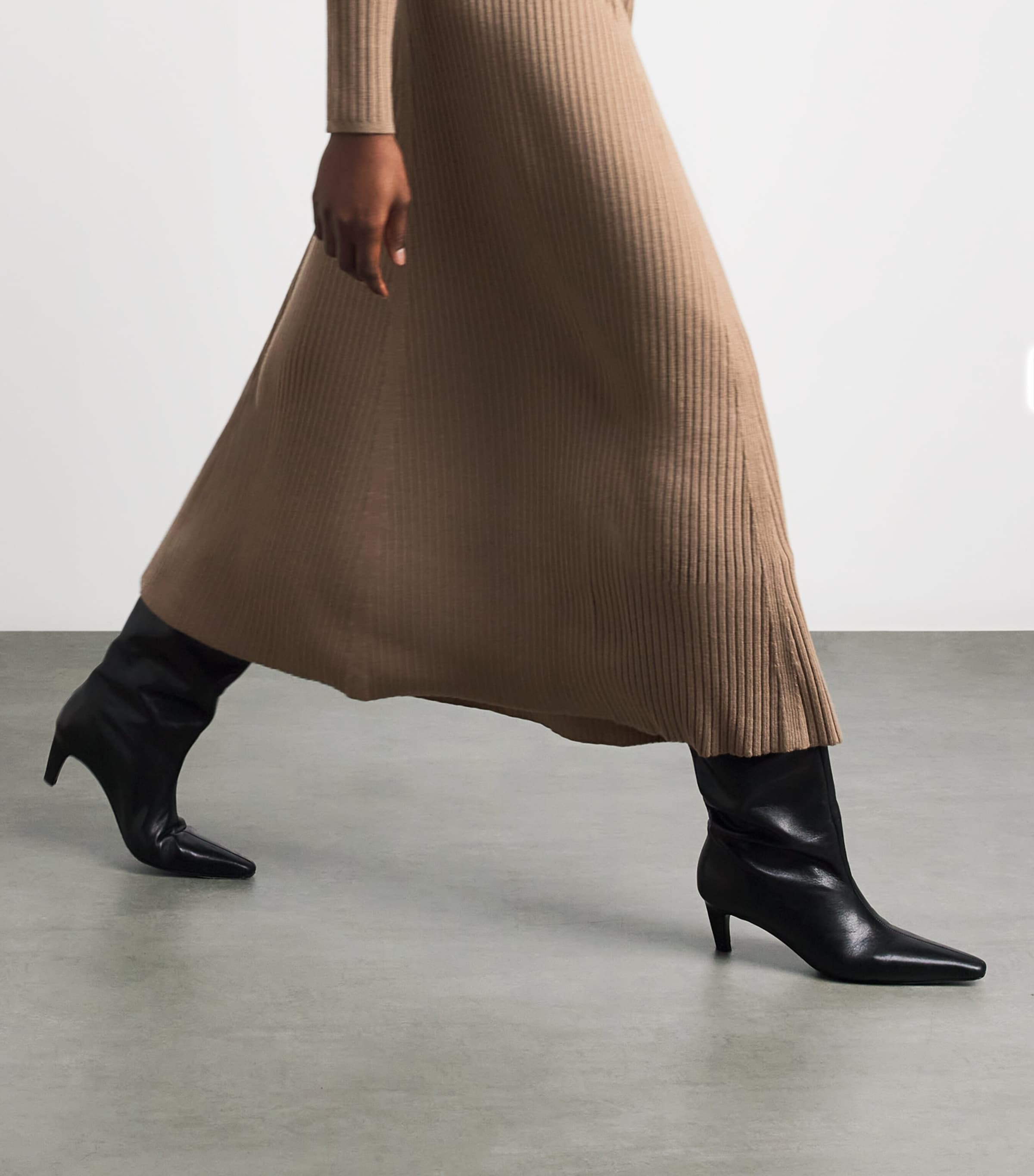 Joseph Brown Merino-Blend Ribbed Hallie Midi Skirt | Harrods US