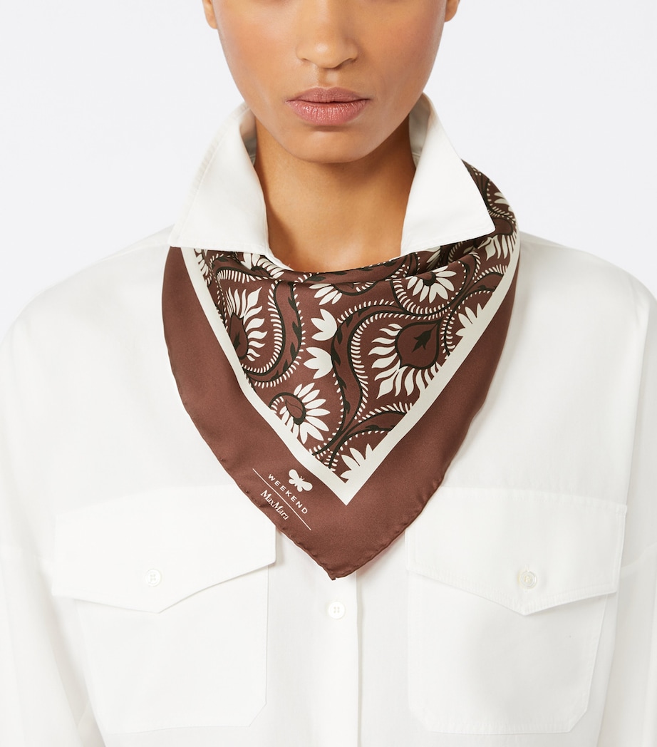 Silk Print Square Scarf CARAMEL Image 2